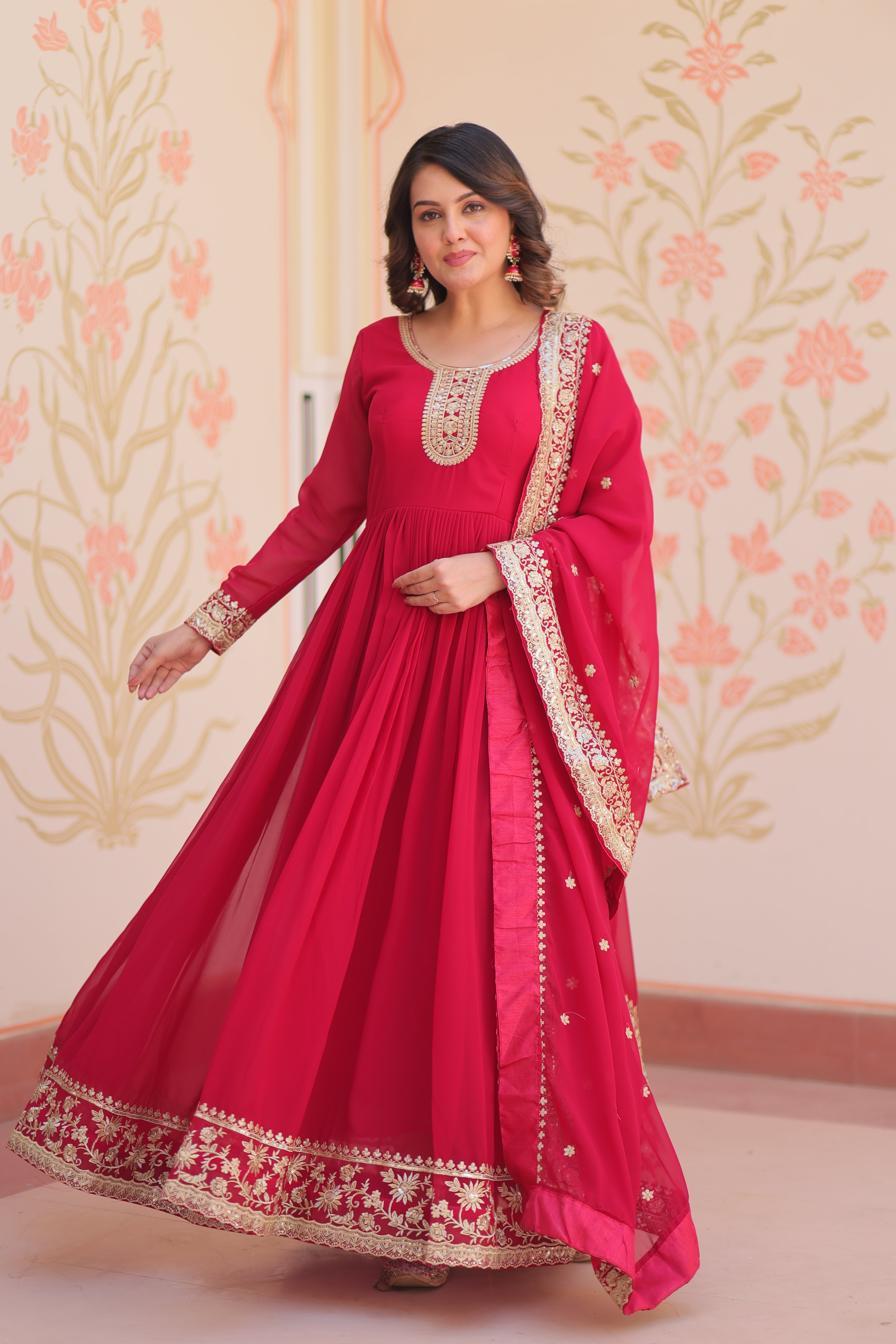 Heritage Embroidered Anarkali Gown with Zari and Sequin Detailing