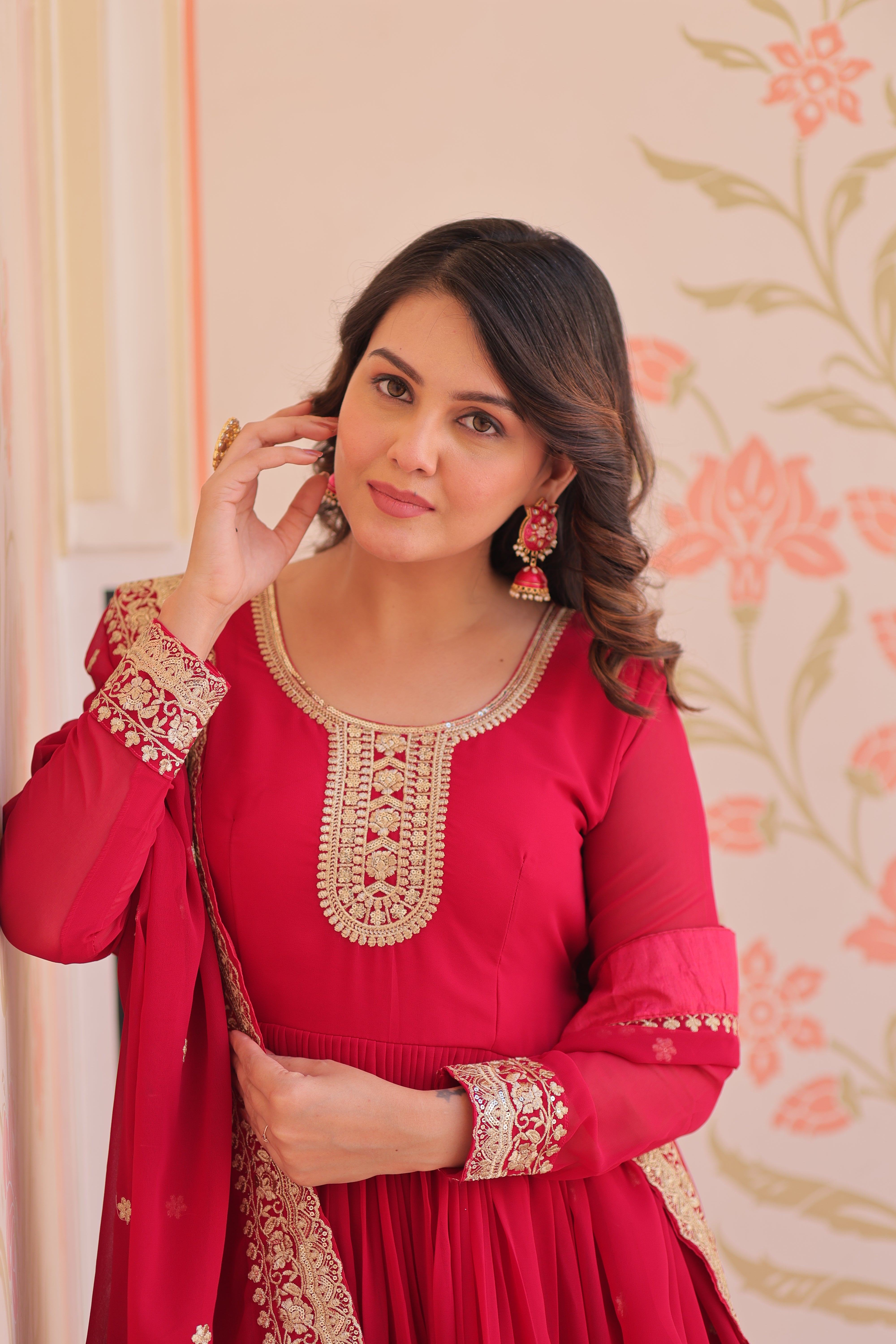 Heritage Embroidered Anarkali Gown with Zari and Sequin Detailing