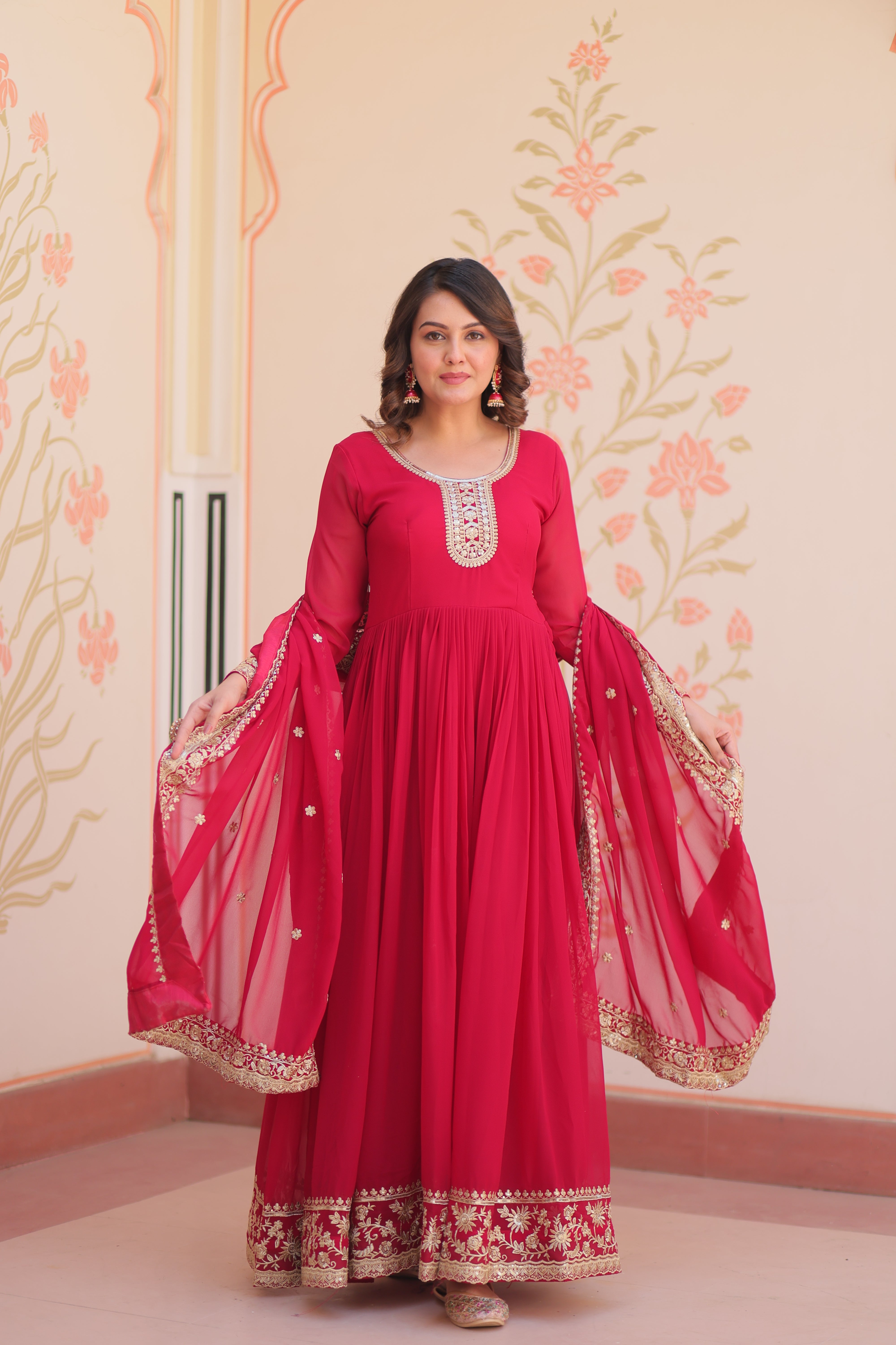 Heritage Embroidered Anarkali Gown with Zari and Sequin Detailing