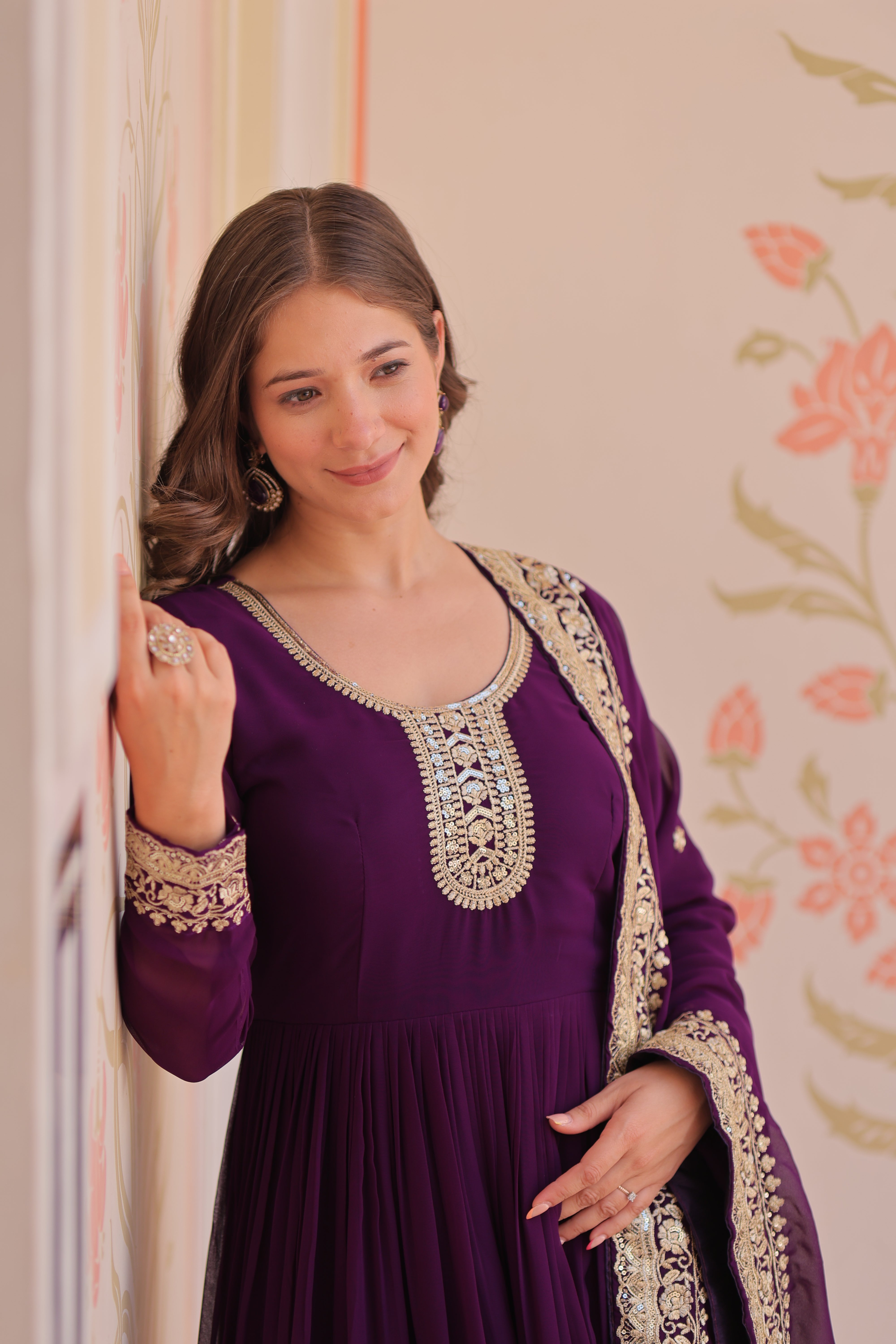Heritage Embroidered Anarkali Gown with Zari and Sequin Detailing
