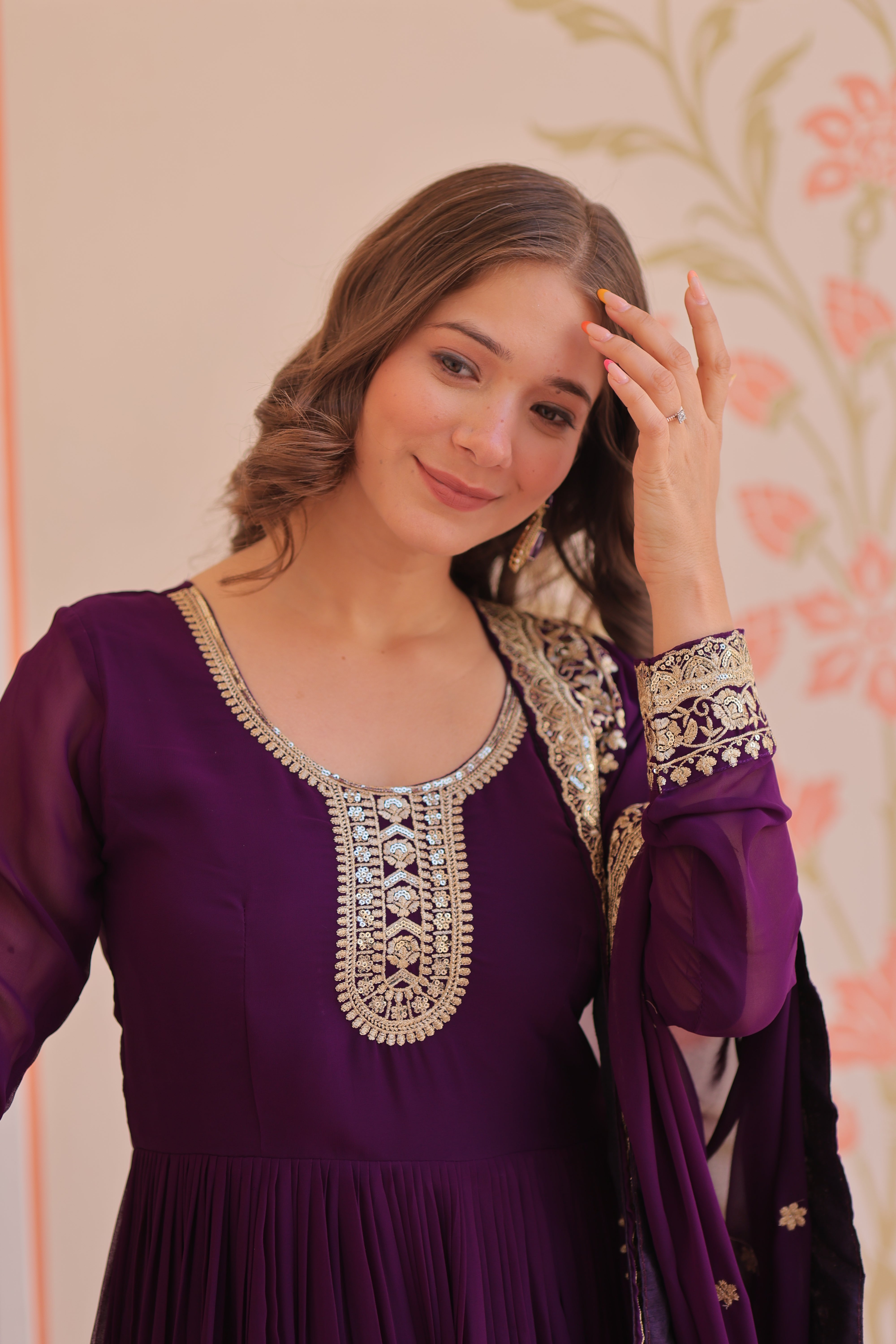 Heritage Embroidered Anarkali Gown with Zari and Sequin Detailing
