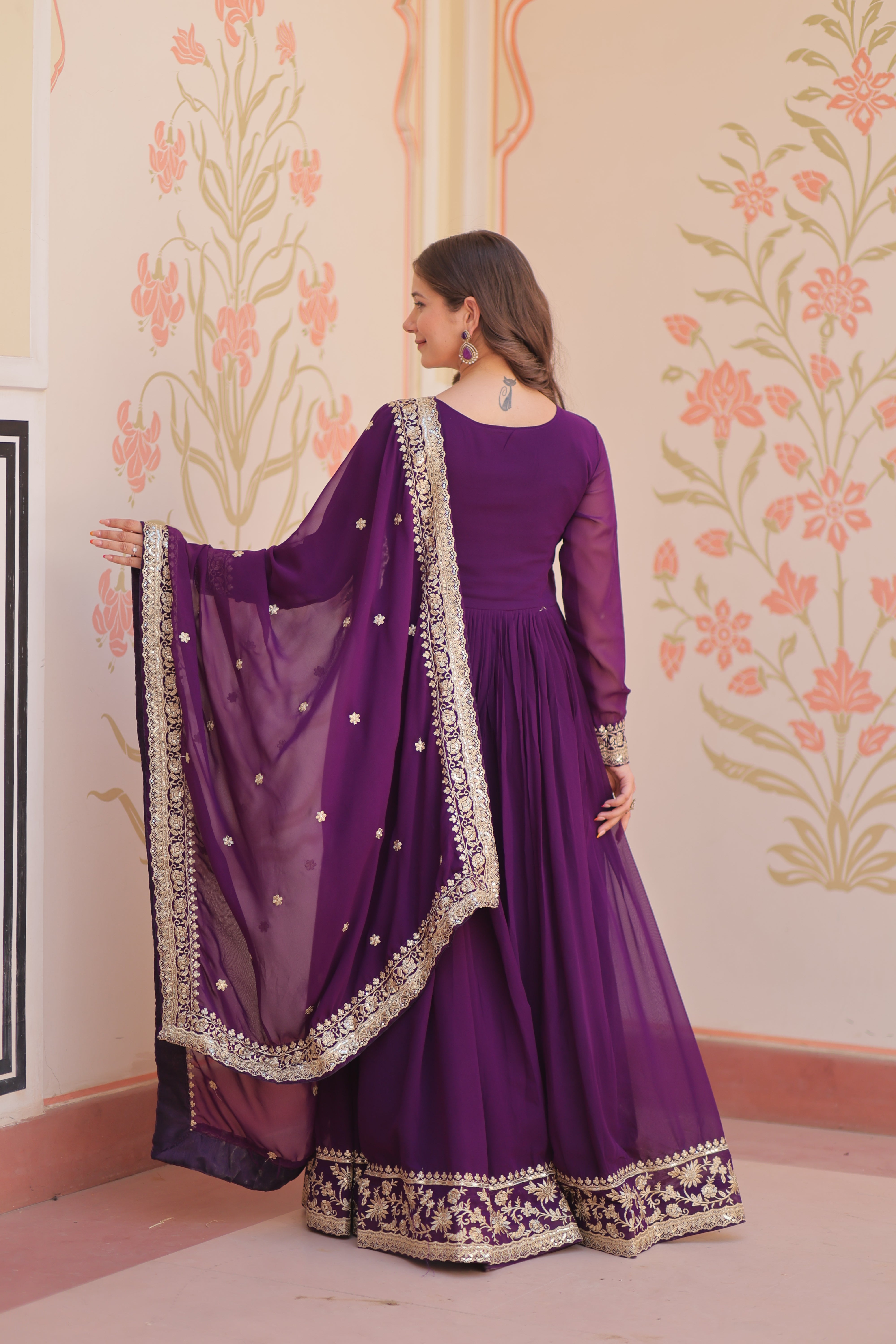 Heritage Embroidered Anarkali Gown with Zari and Sequin Detailing