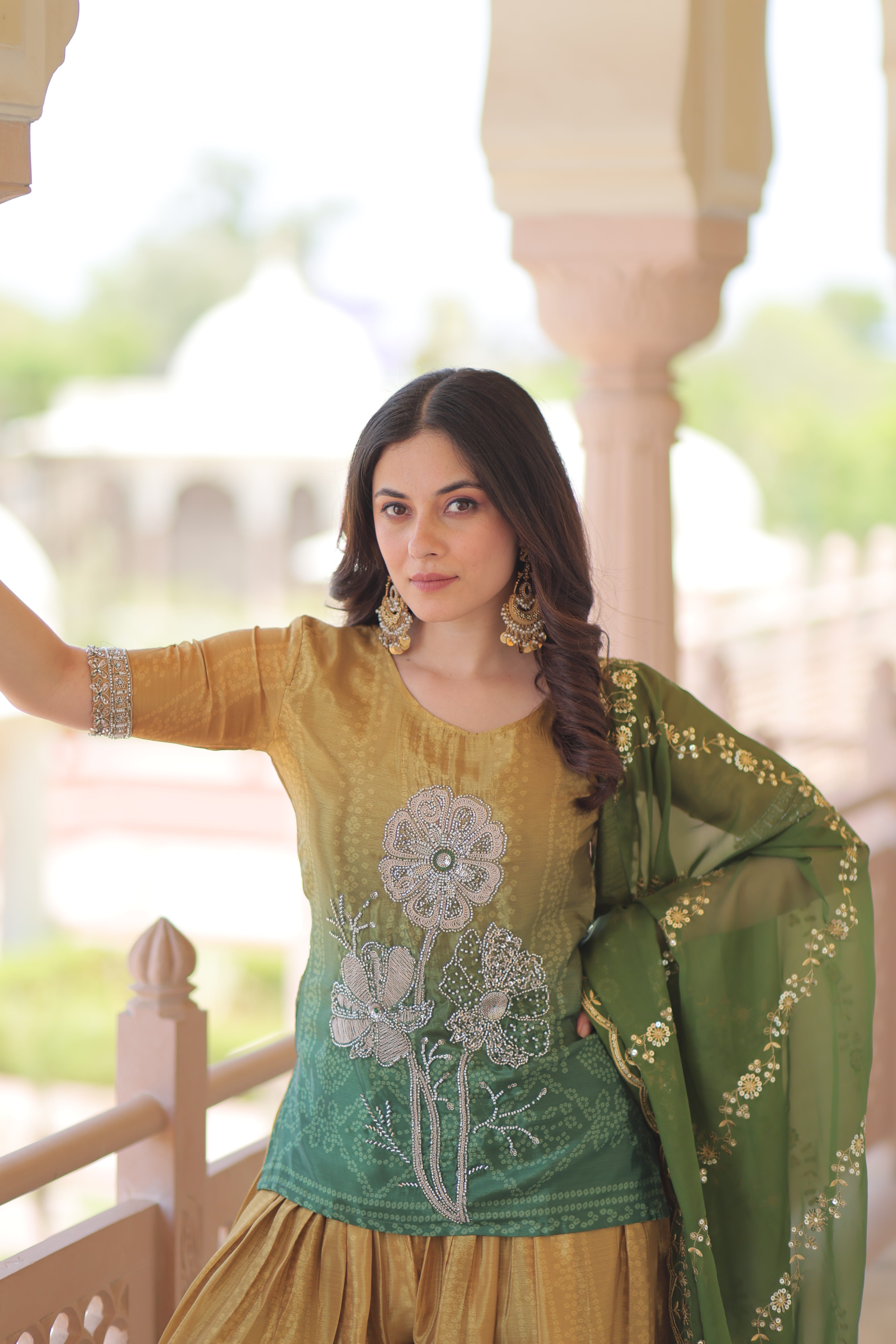 Floral Embroidered Patiala Suit with Dupatta