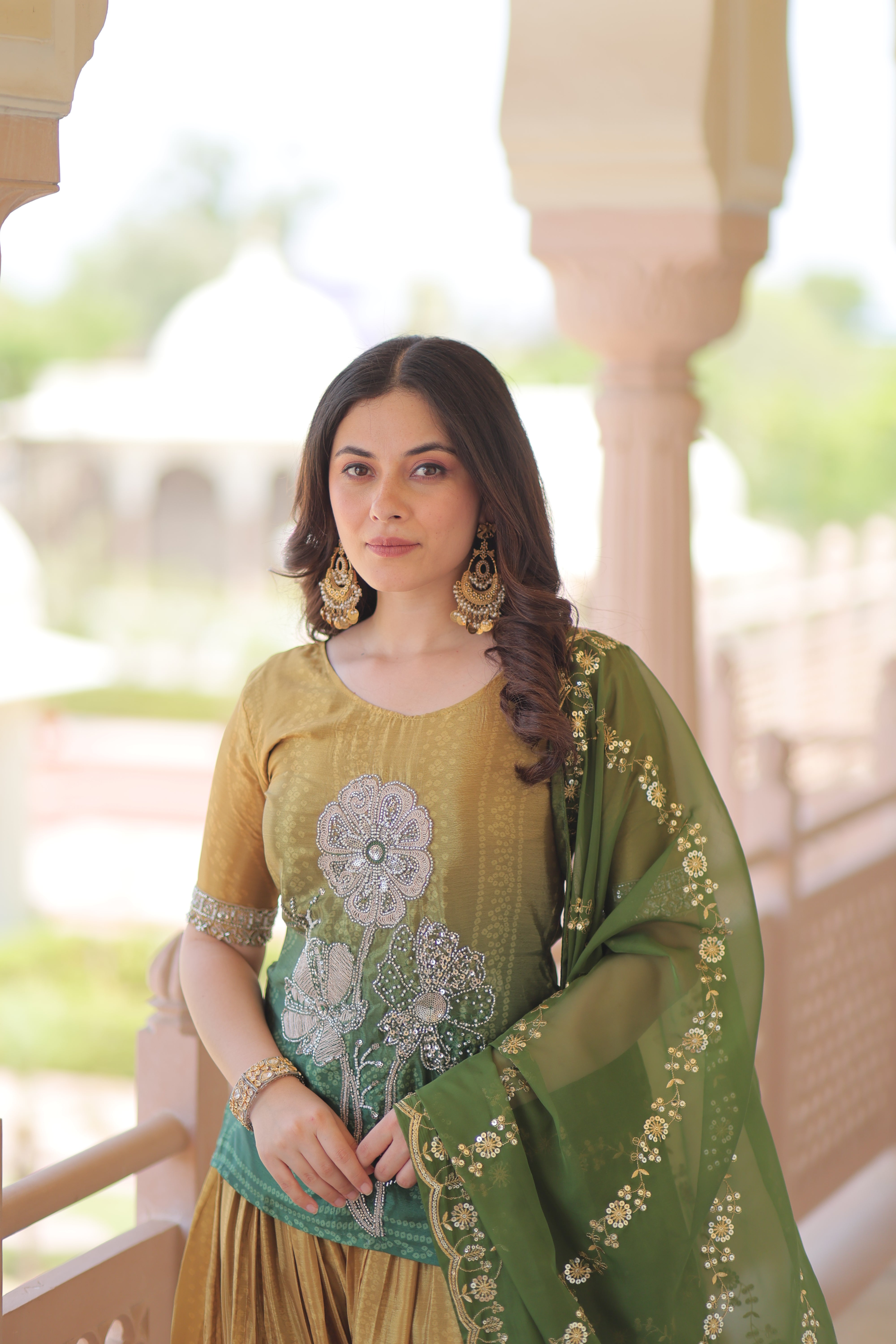Floral Embroidered Patiala Suit with Dupatta