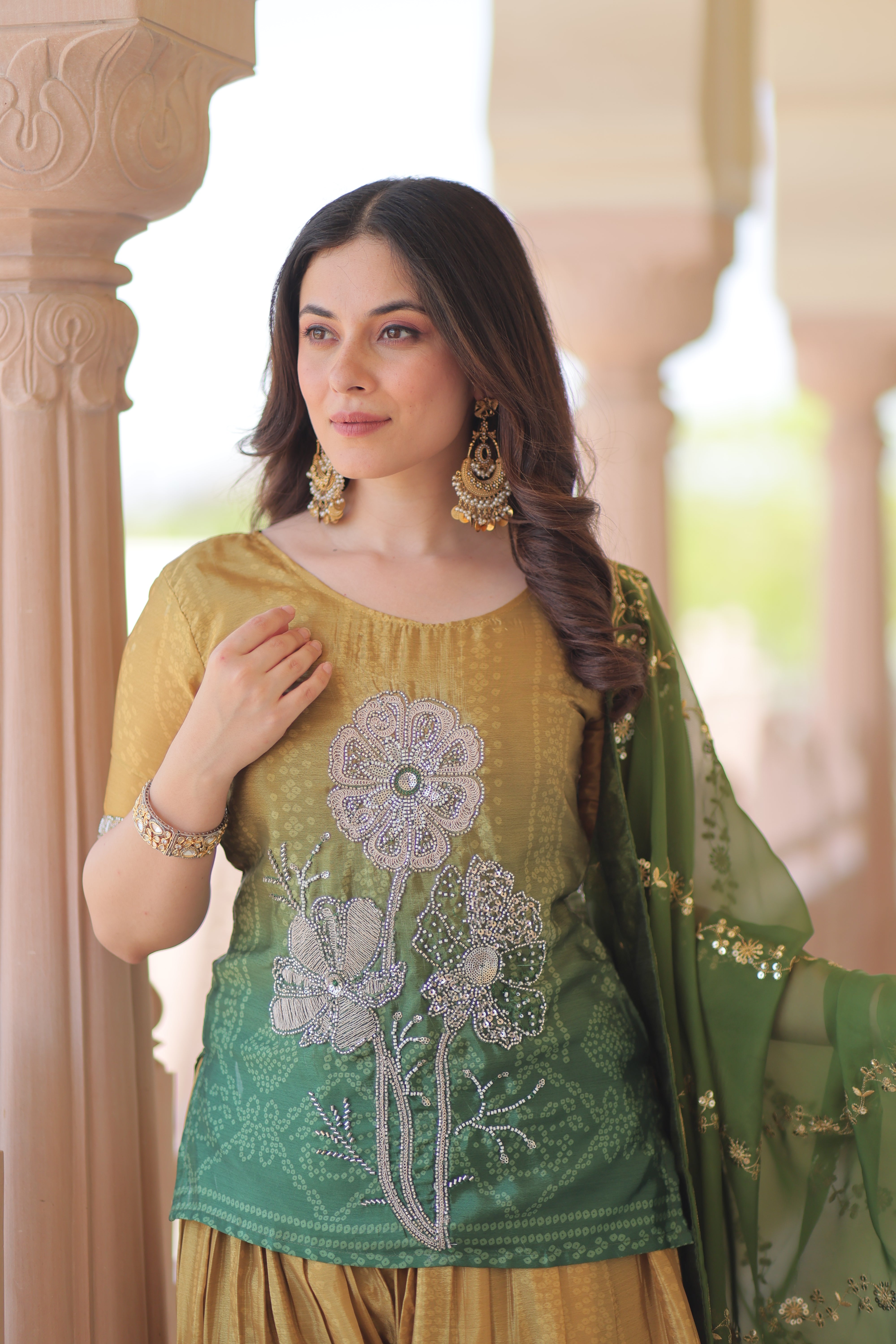 Floral Embroidered Patiala Suit with Dupatta