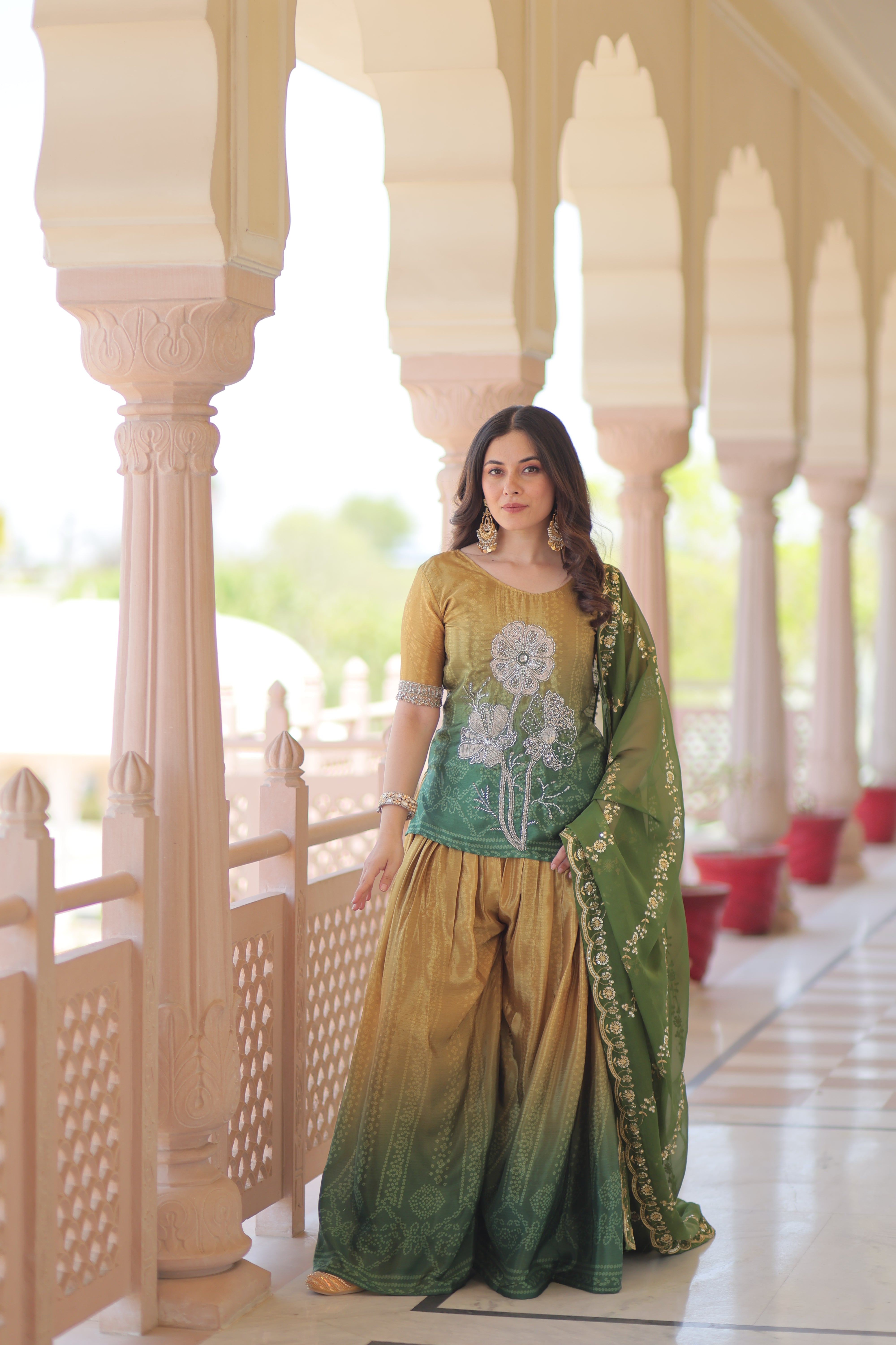 Floral Embroidered Patiala Suit with Dupatta