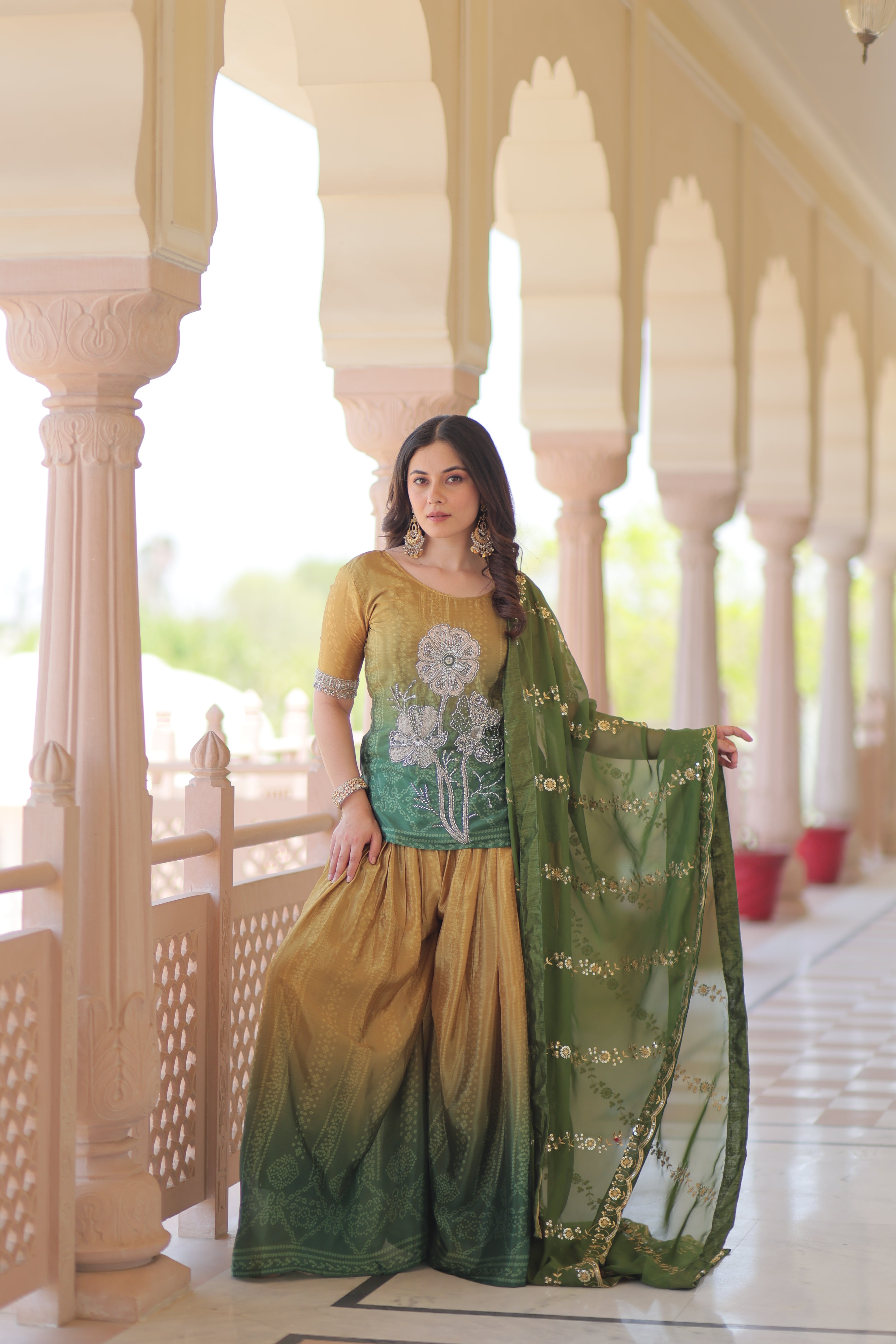 Floral Embroidered Patiala Suit with Dupatta