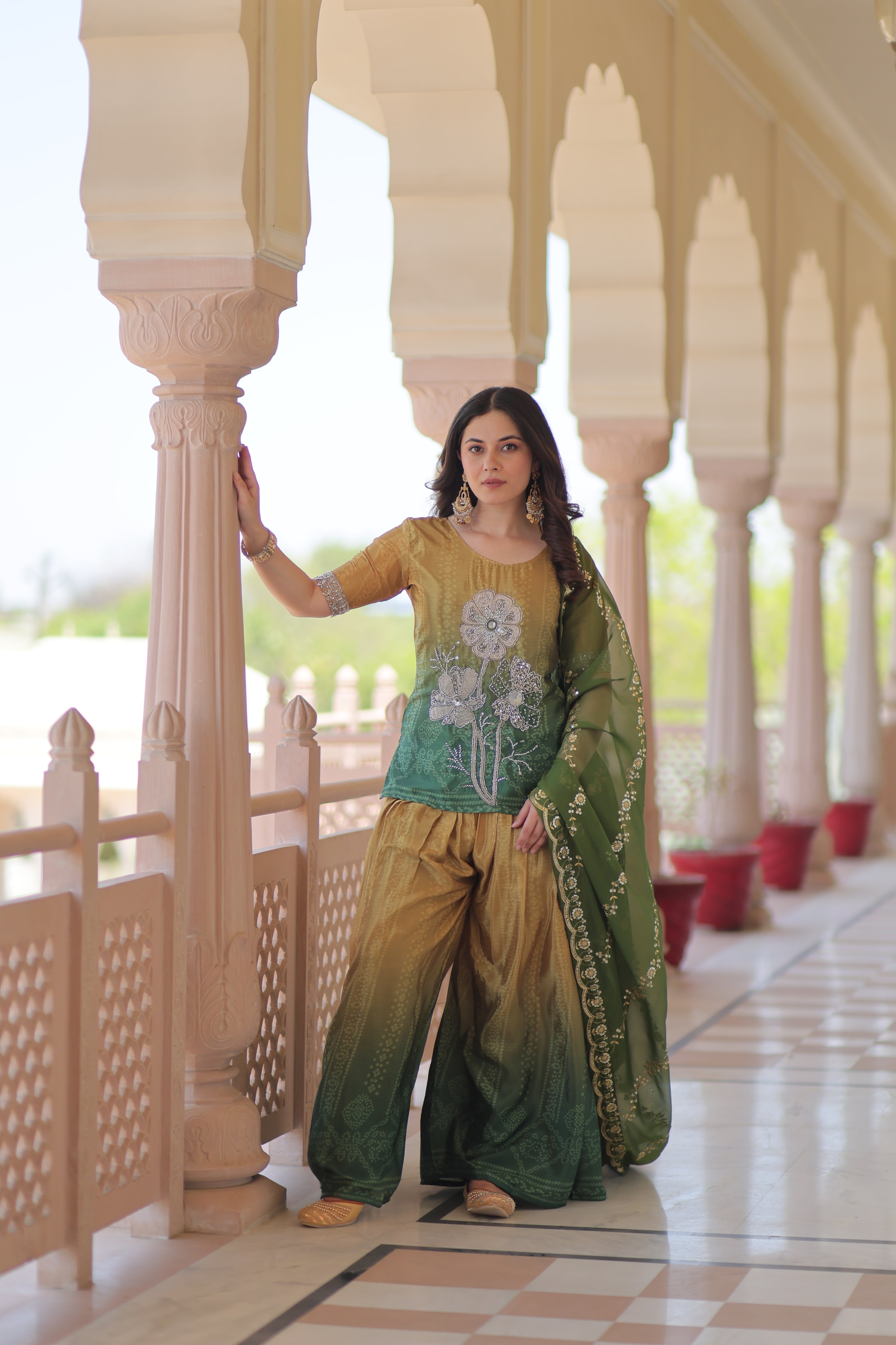 Floral Embroidered Patiala Suit with Dupatta