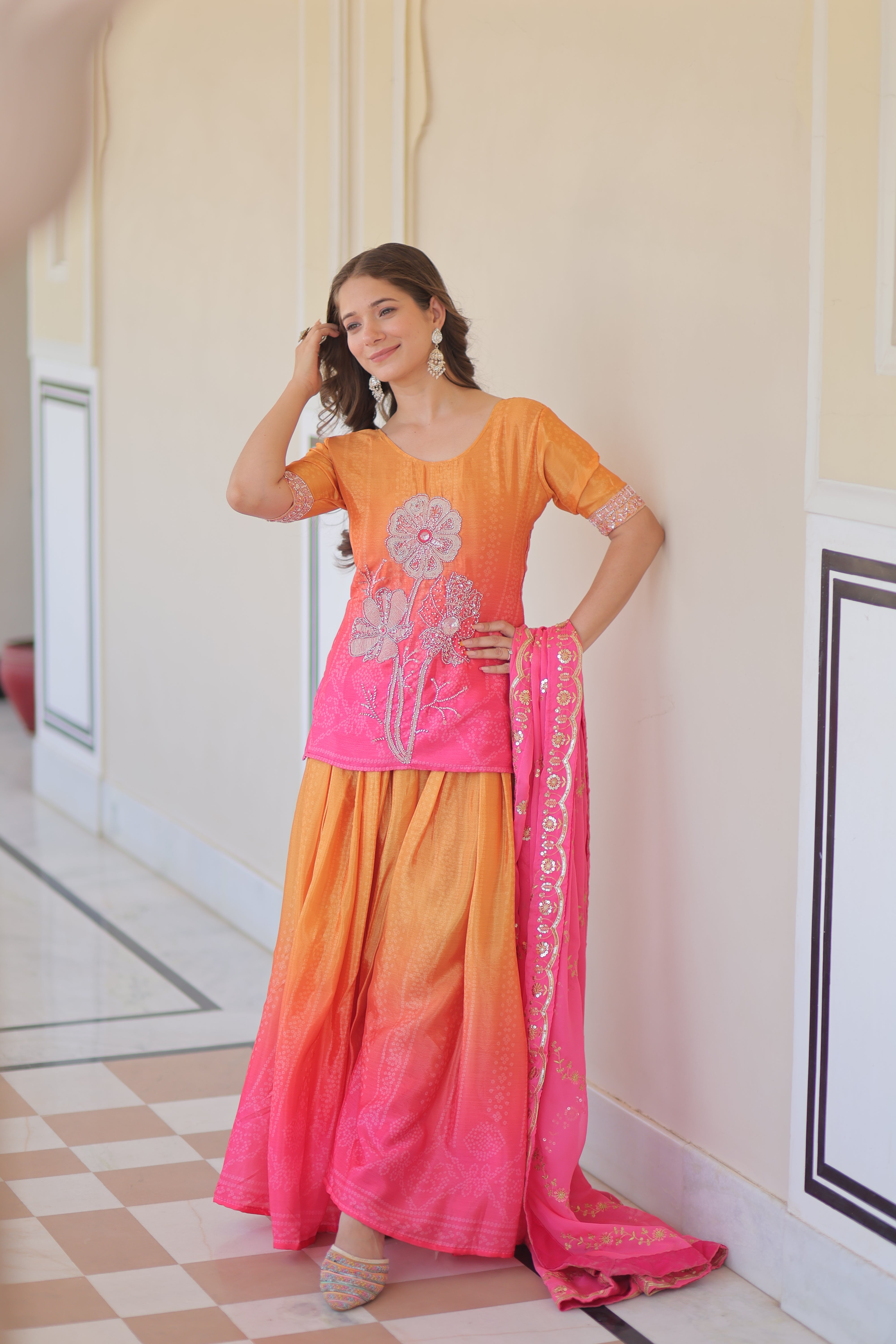 Floral Embroidered Patiala Suit with Dupatta