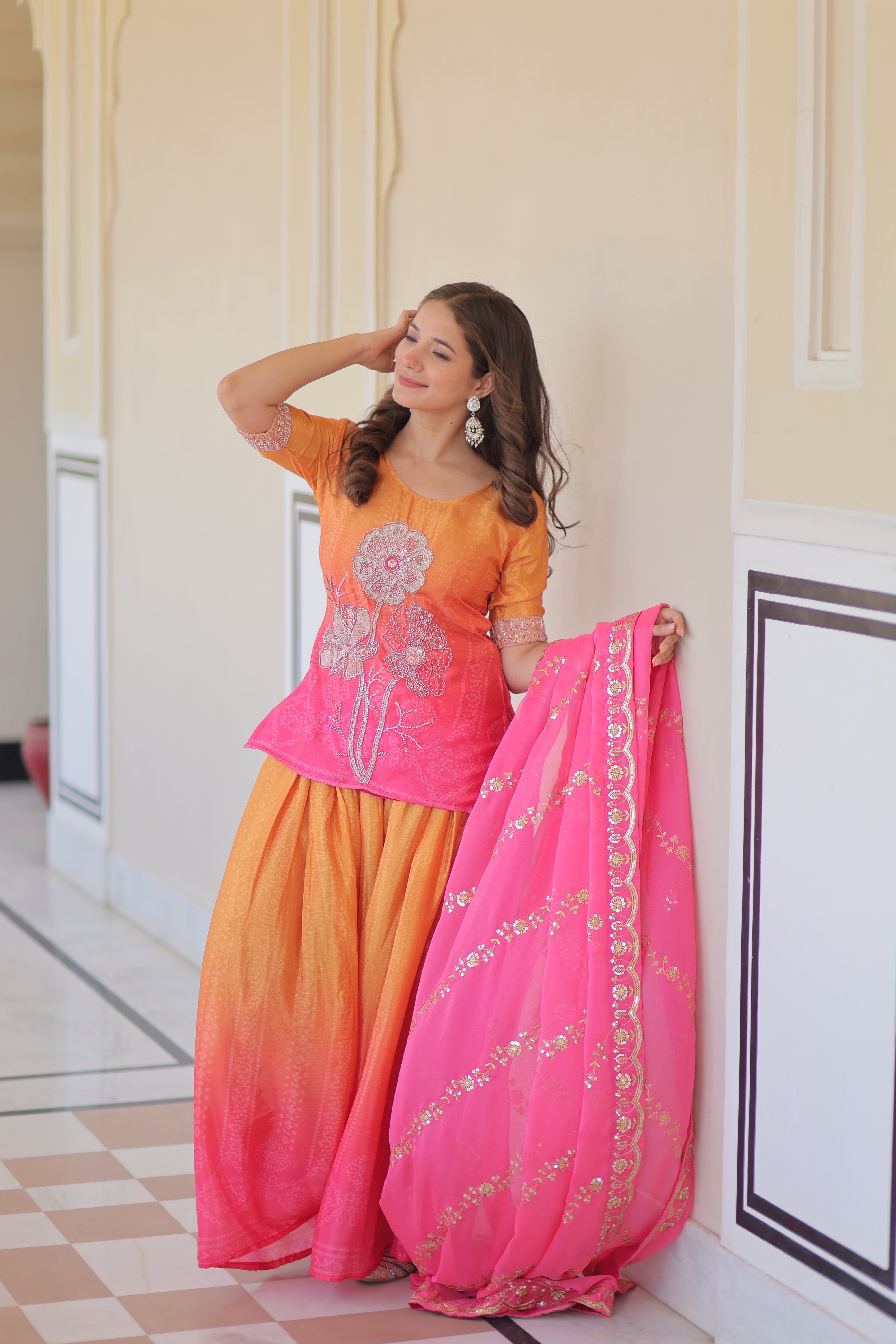 Floral Embroidered Patiala Suit with Dupatta