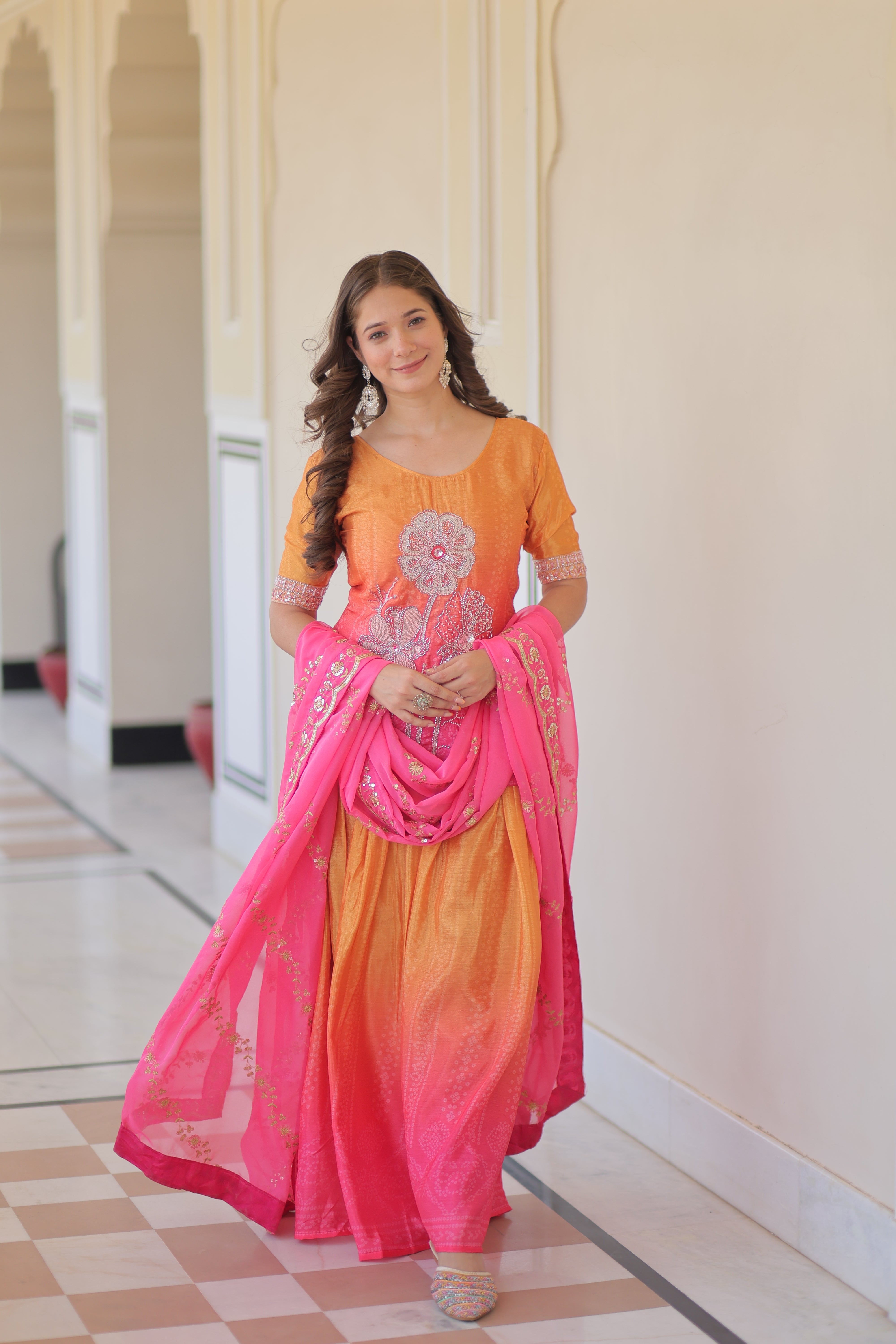 Floral Embroidered Patiala Suit with Dupatta