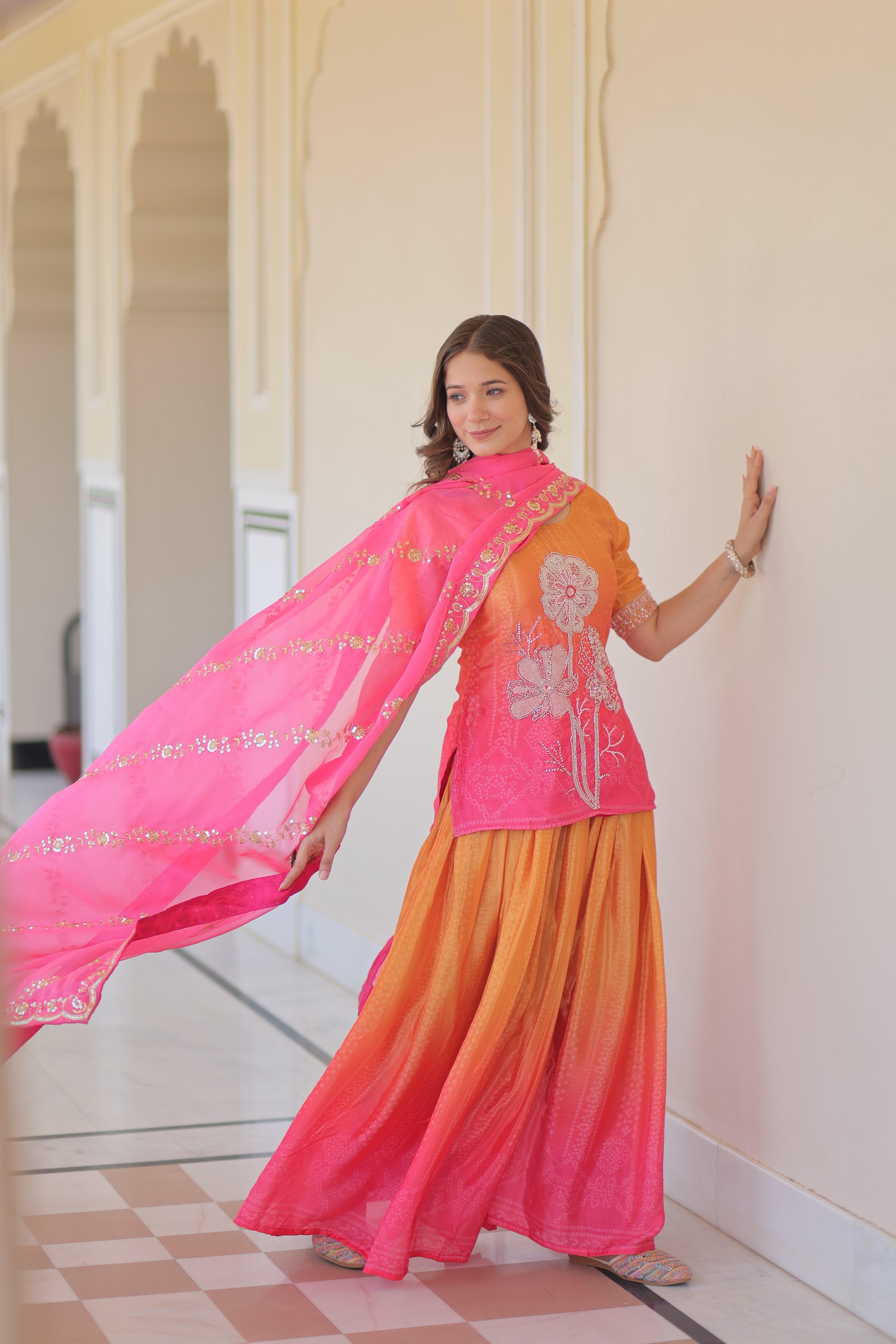 Floral Embroidered Patiala Suit with Dupatta