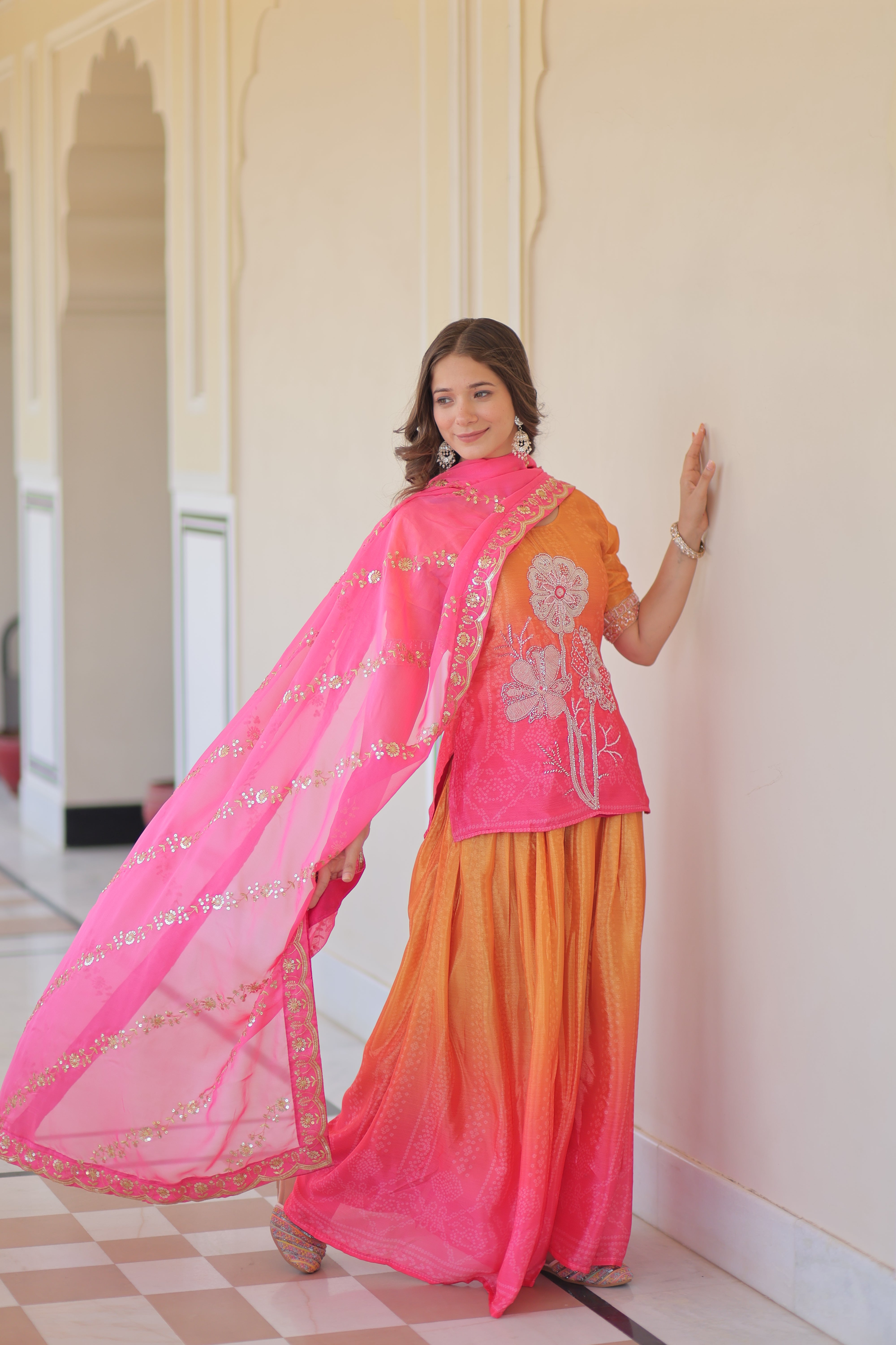 Floral Embroidered Patiala Suit with Dupatta