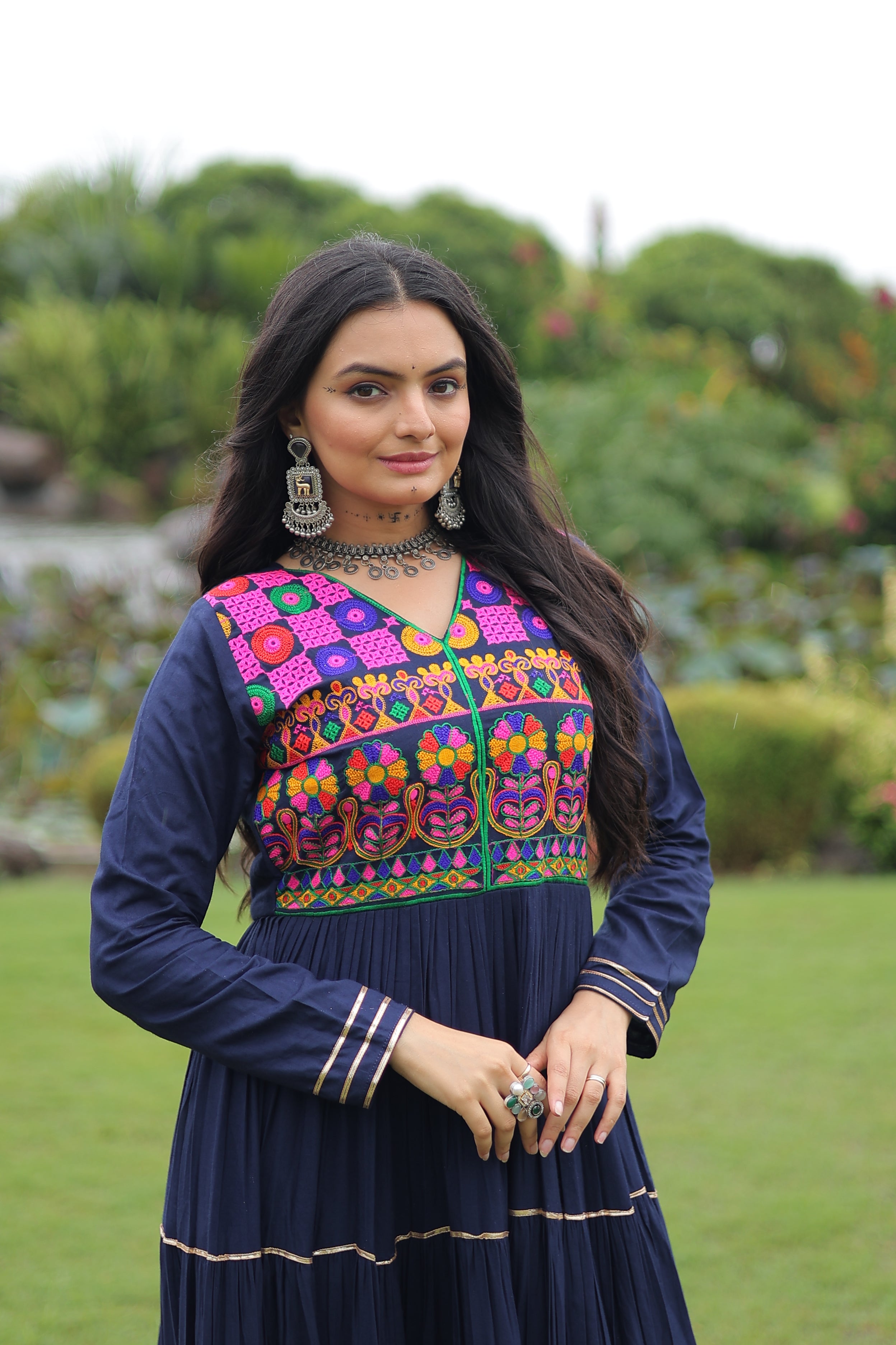 Full Sleeve Embroidered Tiered Anarkali Gown