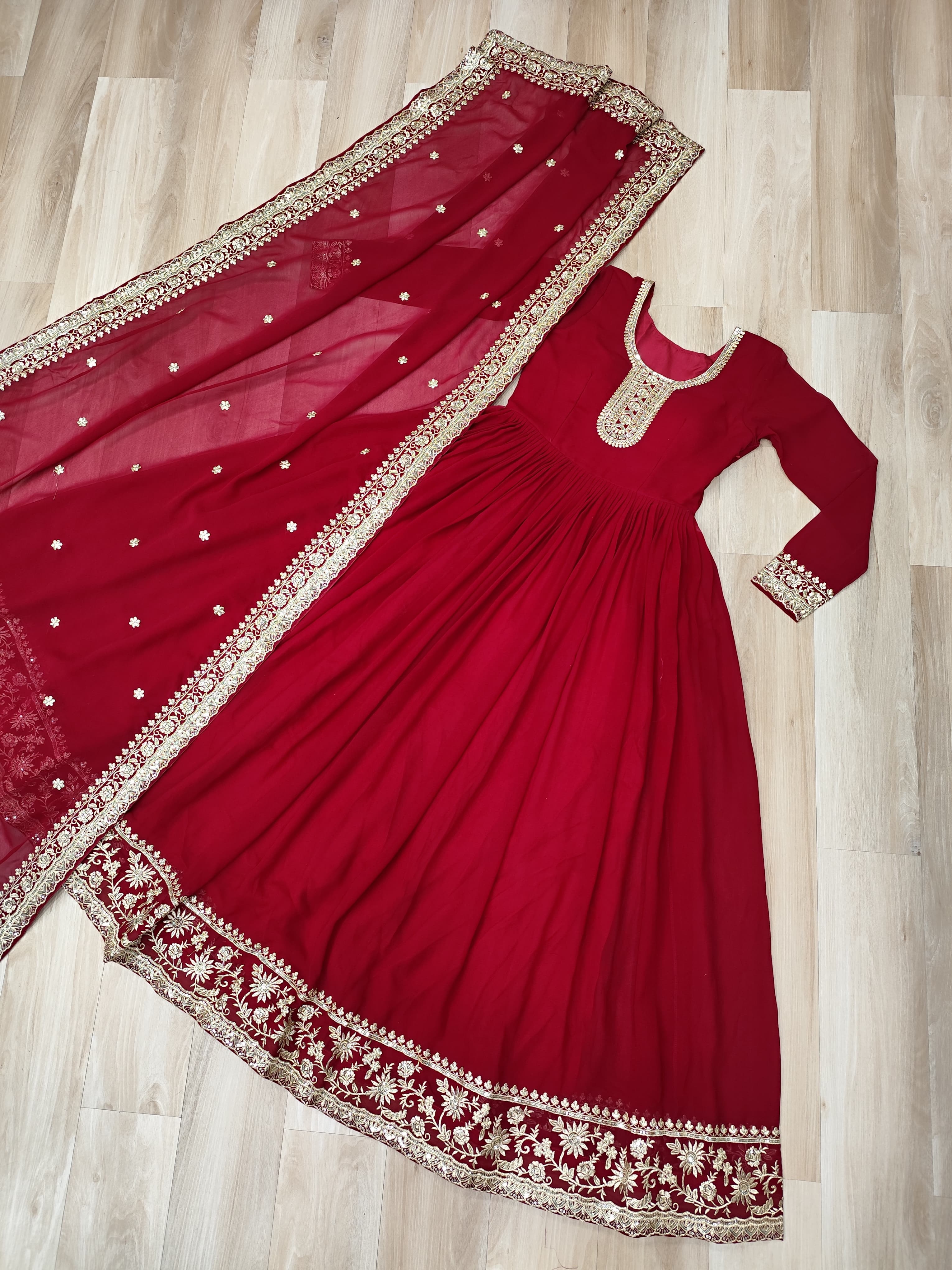 Heritage Embroidered Anarkali Gown with Zari and Sequin Detailing