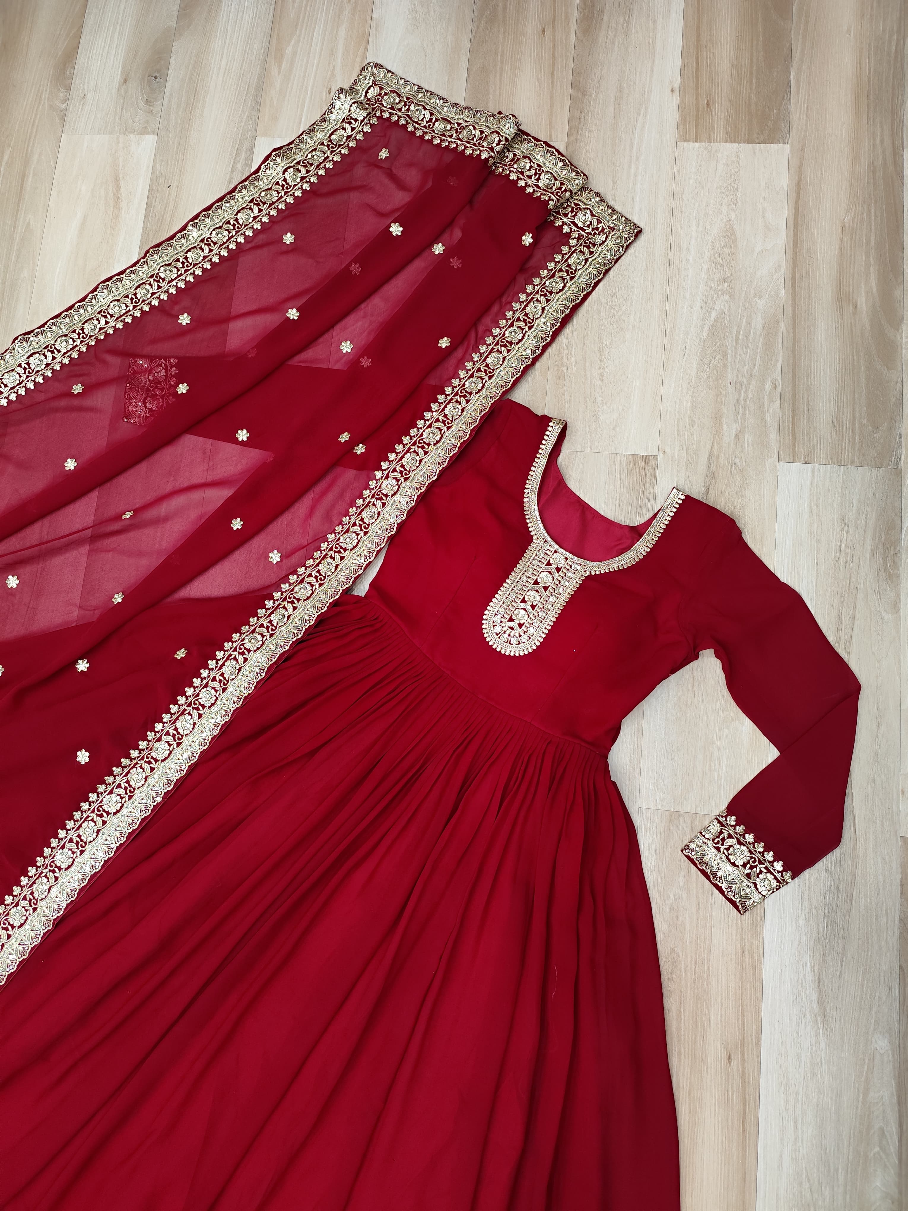 Heritage Embroidered Anarkali Gown with Zari and Sequin Detailing
