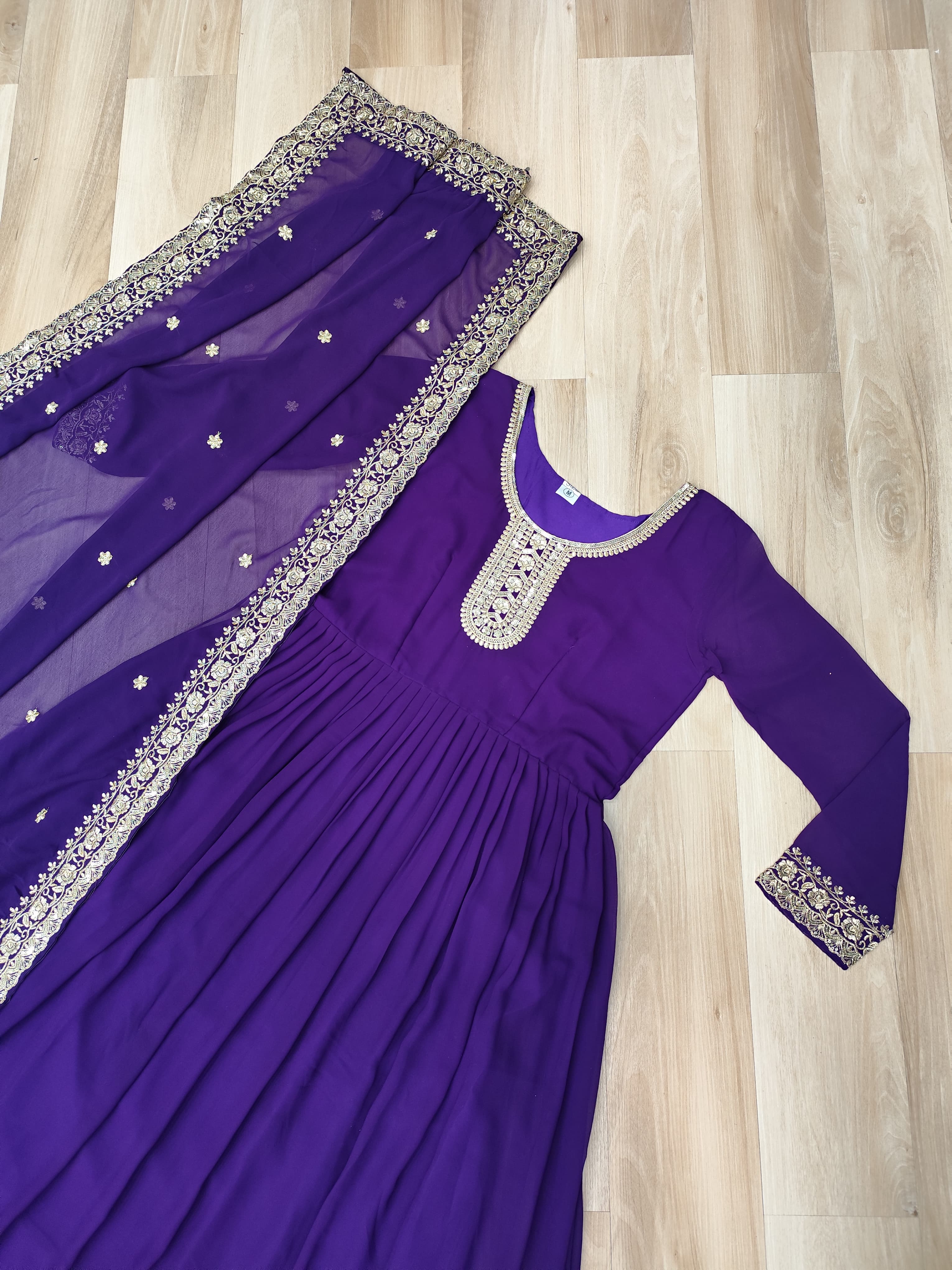 Heritage Embroidered Anarkali Gown with Zari and Sequin Detailing