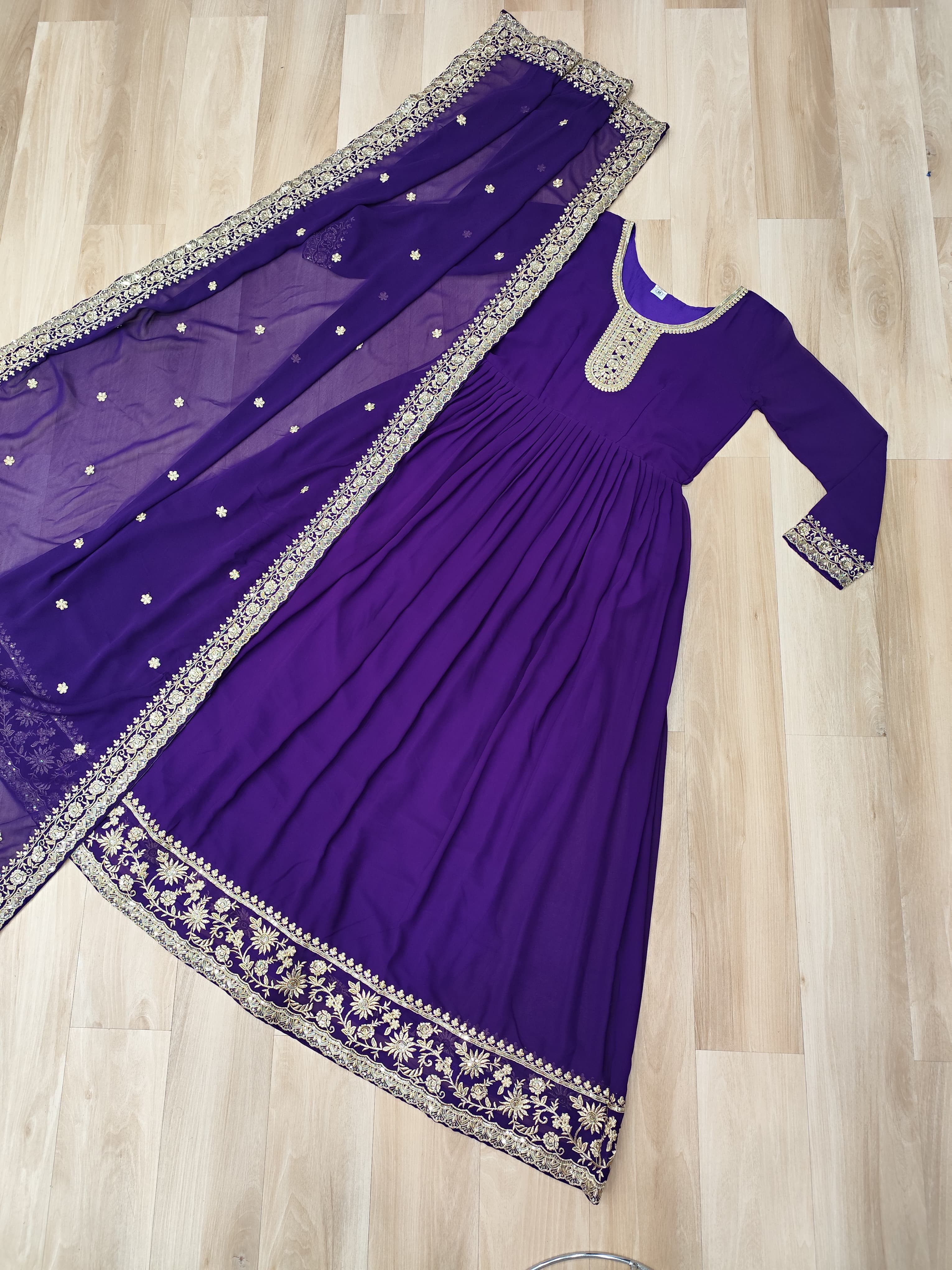 Heritage Embroidered Anarkali Gown with Zari and Sequin Detailing