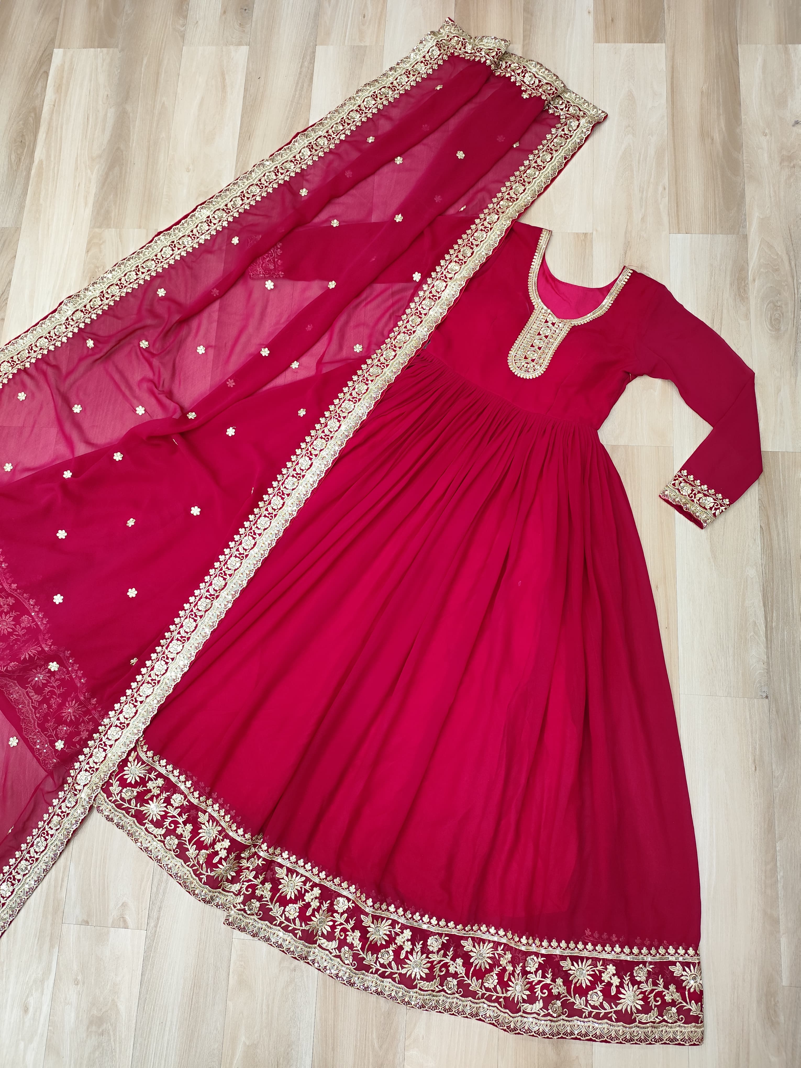 Heritage Embroidered Anarkali Gown with Zari and Sequin Detailing