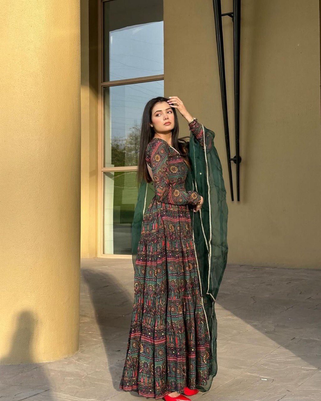 pure georgette Anarkali Gown