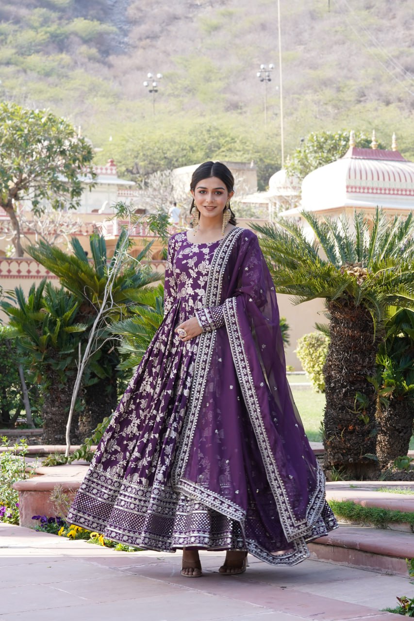 Wine Woven Viscose Kurta Set