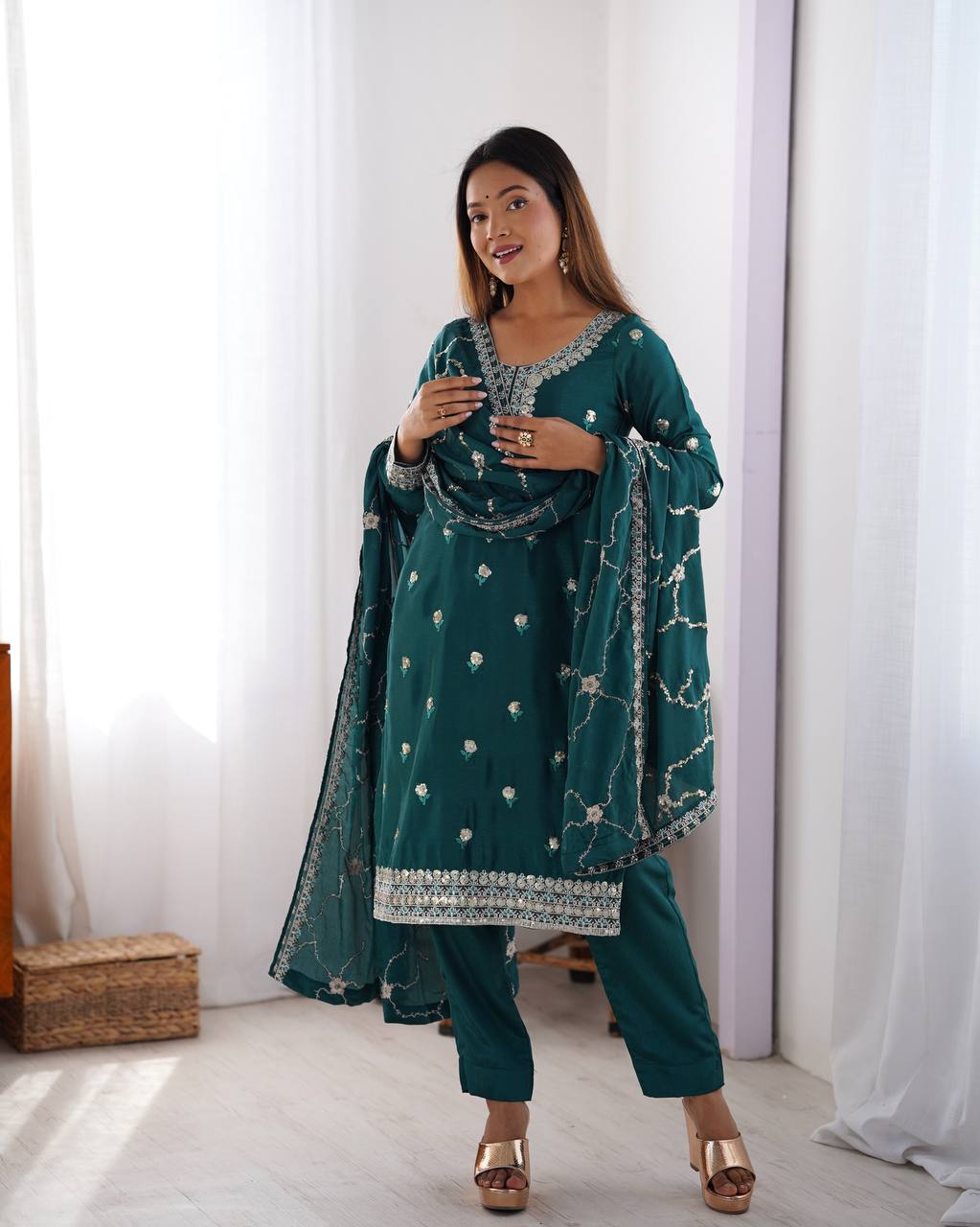 Designer Chinon Silk Dress