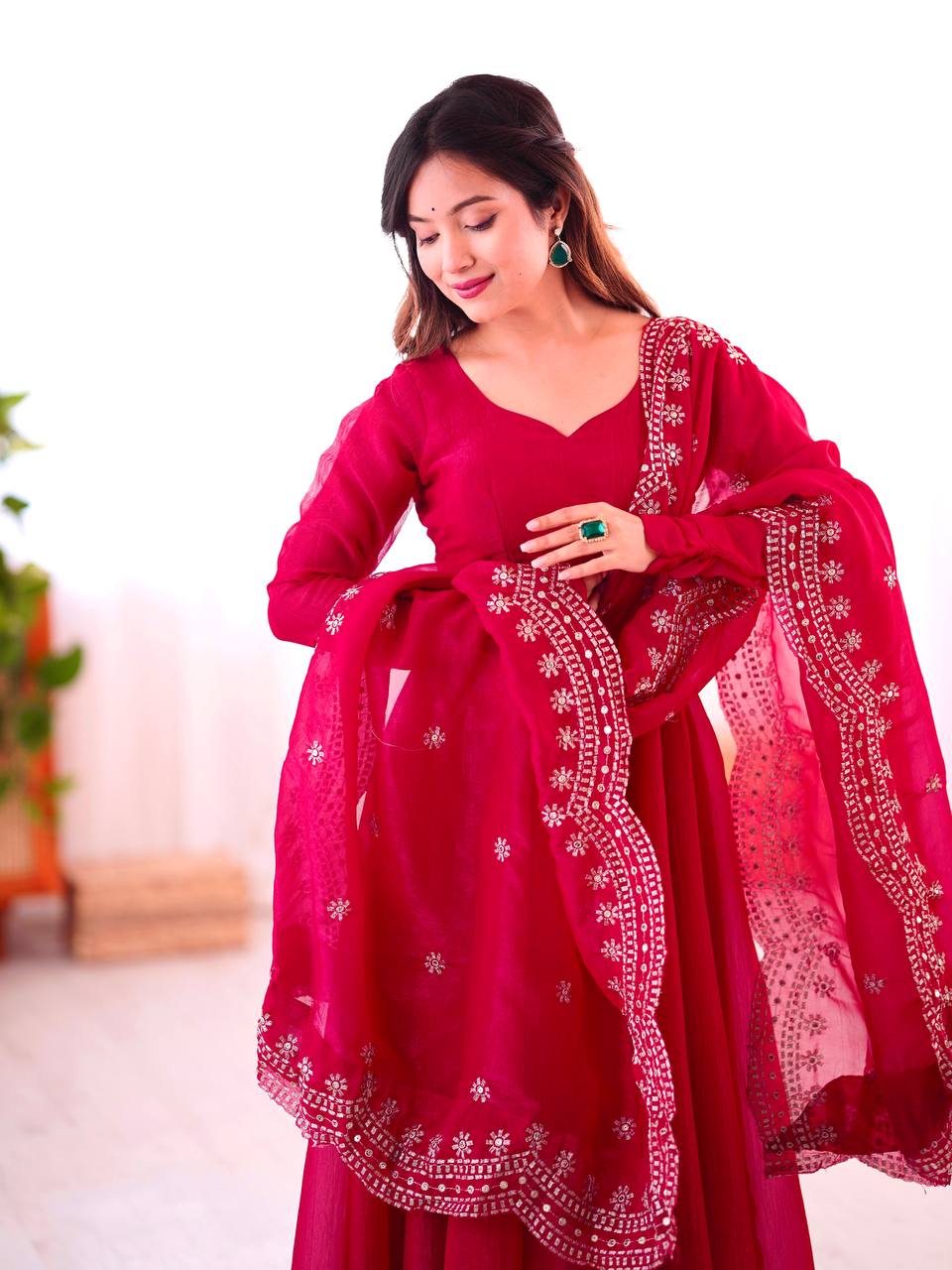 Launching New Real Modeling Heavy Designer Party Wear Look Gown-Dupatta in Heavy Embroidery Sequence Work