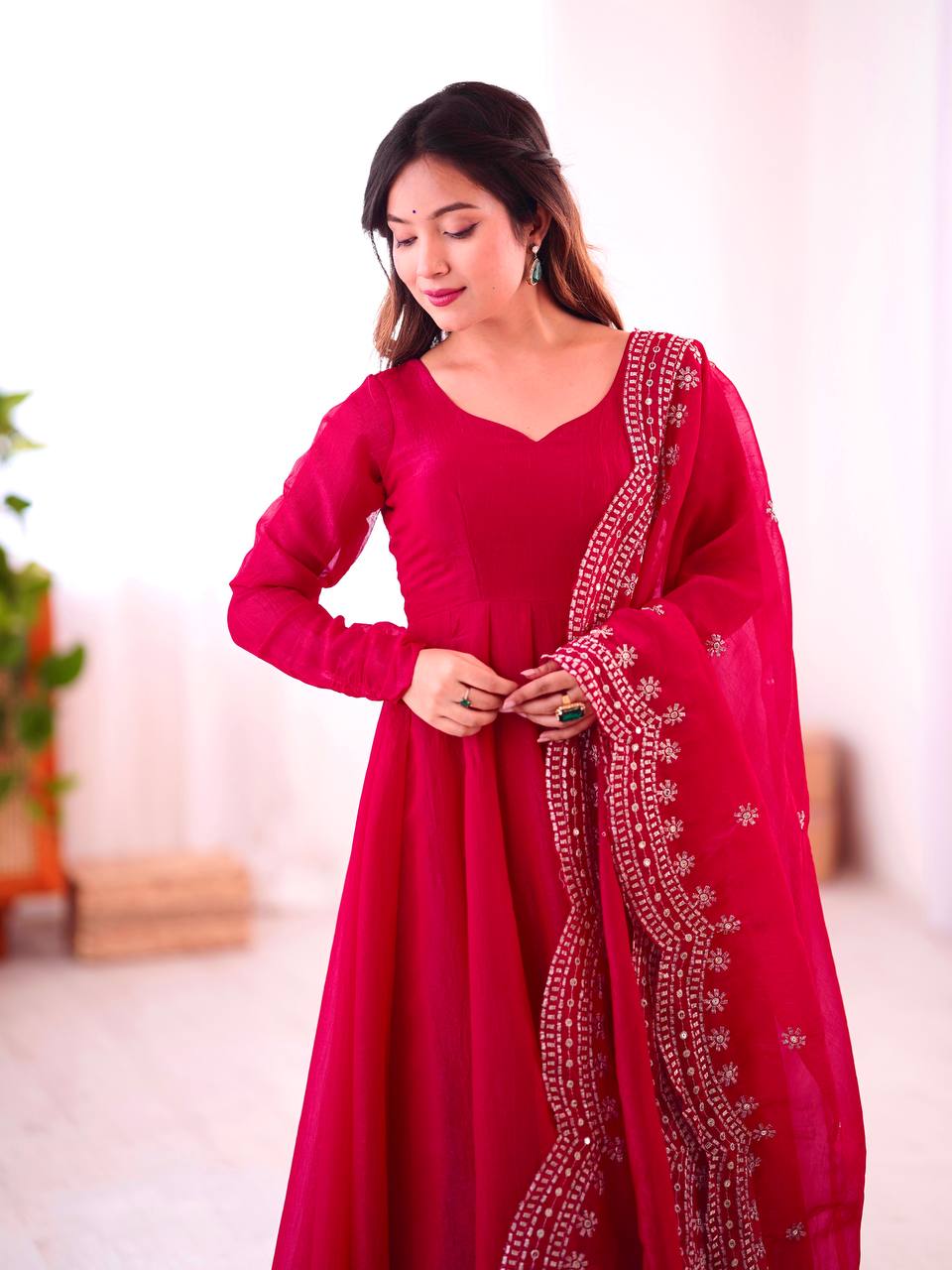 Launching New Real Modeling Heavy Designer Party Wear Look Gown-Dupatta in Heavy Embroidery Sequence Work