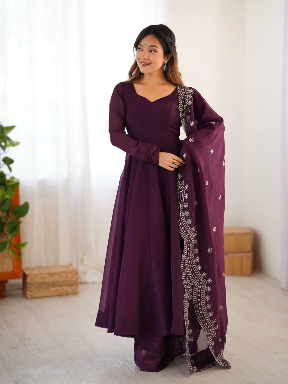Launching New Real Modeling Heavy Designer Party Wear Look Gown-Dupatta in Heavy Embroidery Sequence Work