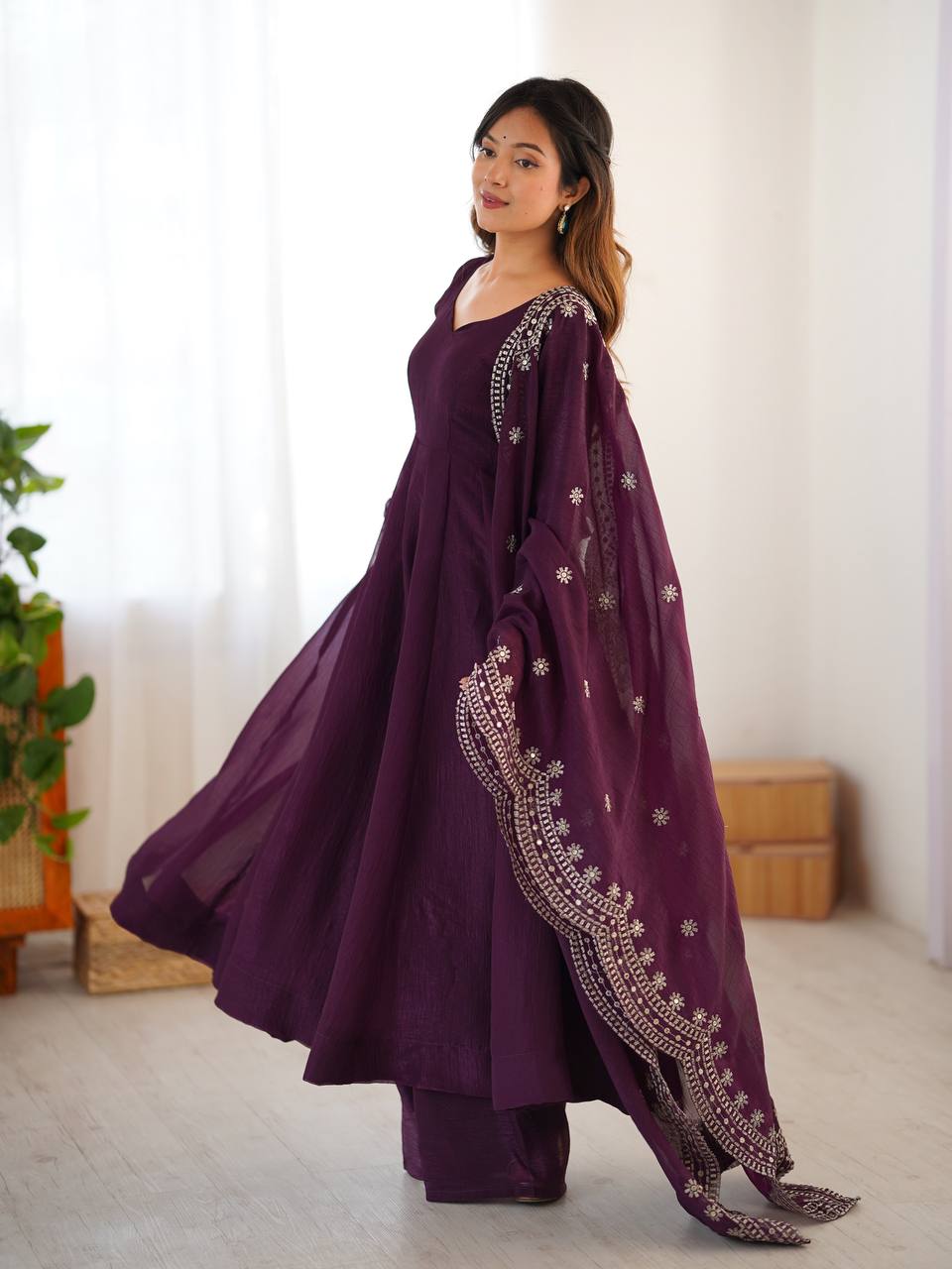 Launching New Real Modeling Heavy Designer Party Wear Look Gown-Dupatta in Heavy Embroidery Sequence Work