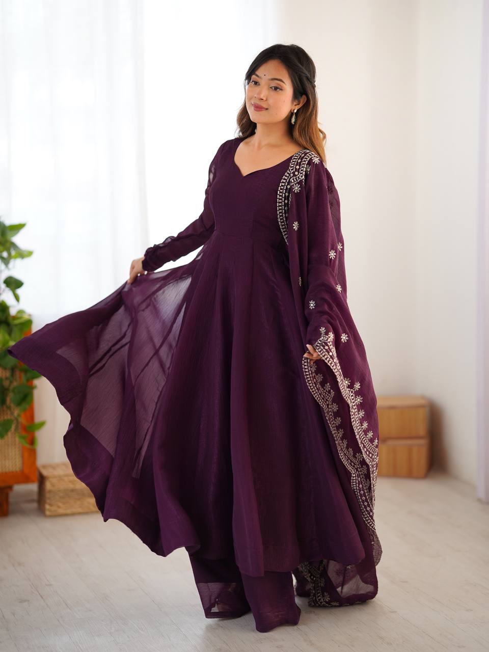 Launching New Real Modeling Heavy Designer Party Wear Look Gown-Dupatta in Heavy Embroidery Sequence Work