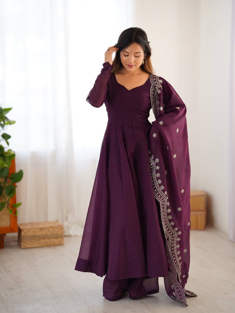 Launching New Real Modeling Heavy Designer Party Wear Look Gown-Dupatta in Heavy Embroidery Sequence Work