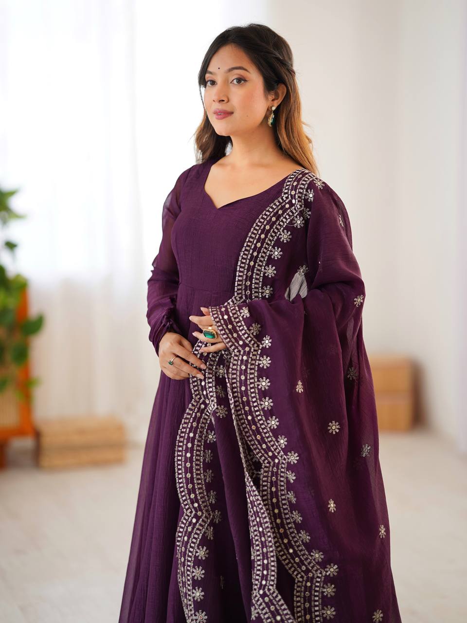 Launching New Real Modeling Heavy Designer Party Wear Look Gown-Dupatta in Heavy Embroidery Sequence Work