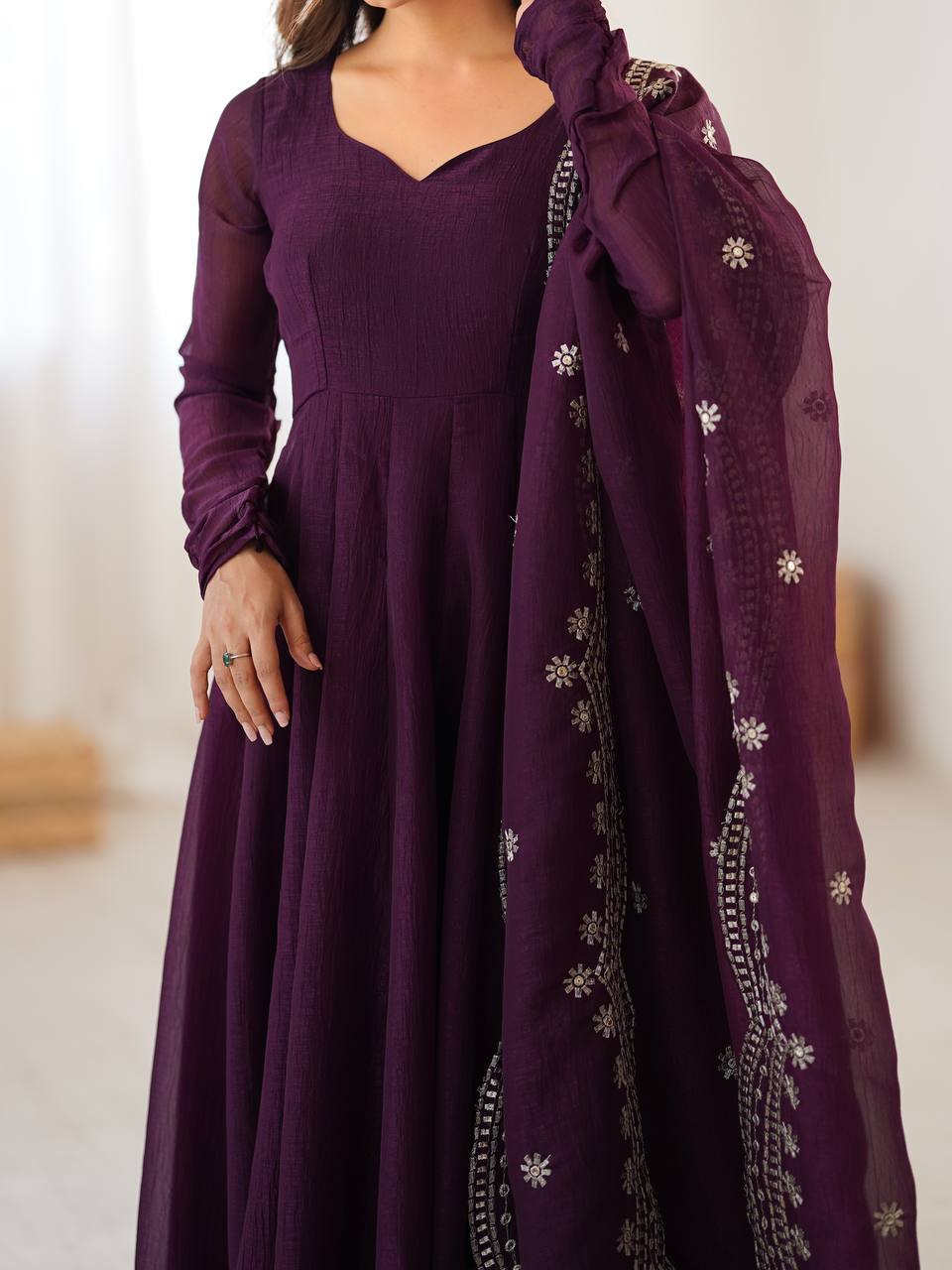Launching New Real Modeling Heavy Designer Party Wear Look Gown-Dupatta in Heavy Embroidery Sequence Work