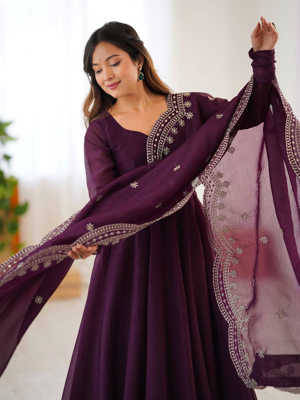 Launching New Real Modeling Heavy Designer Party Wear Look Gown-Dupatta in Heavy Embroidery Sequence Work