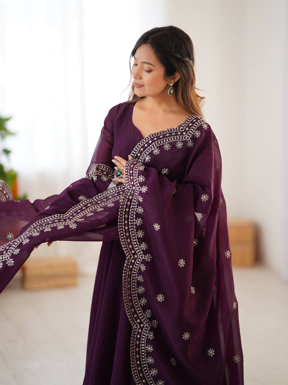 Launching New Real Modeling Heavy Designer Party Wear Look Gown-Dupatta in Heavy Embroidery Sequence Work