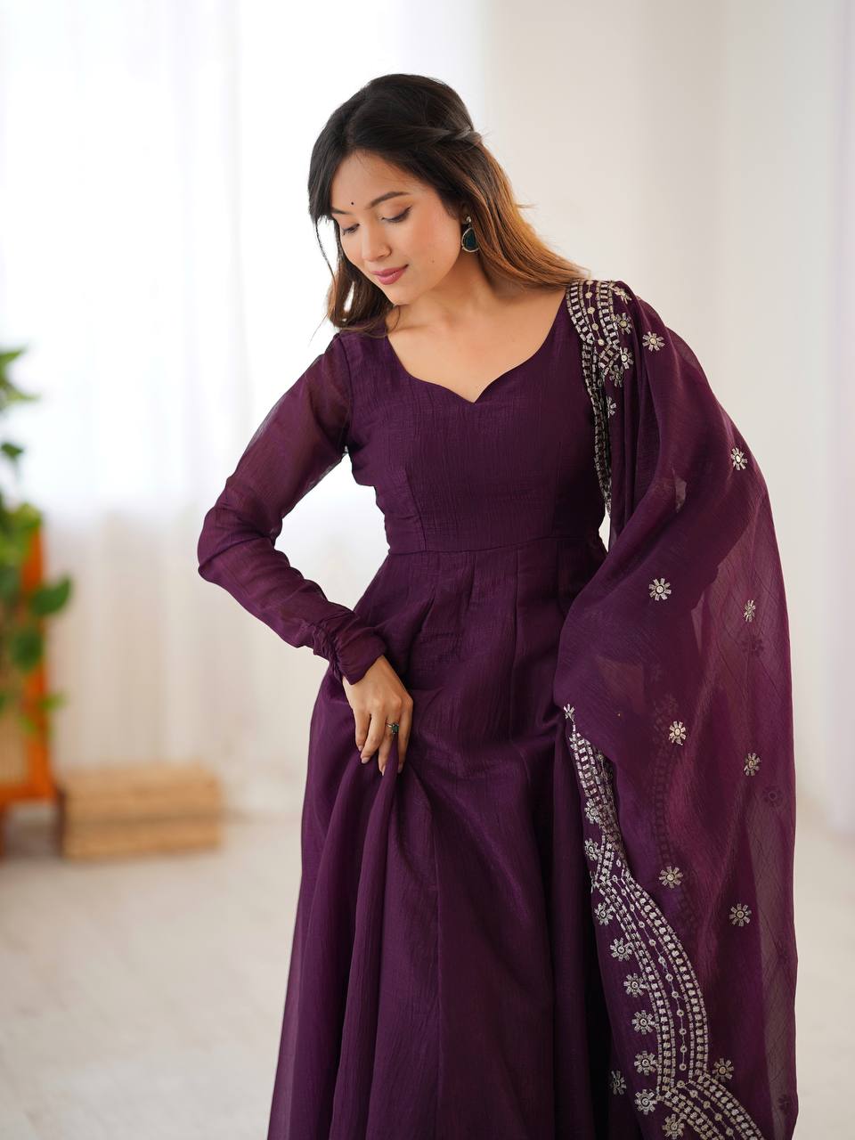 Launching New Real Modeling Heavy Designer Party Wear Look Gown-Dupatta in Heavy Embroidery Sequence Work