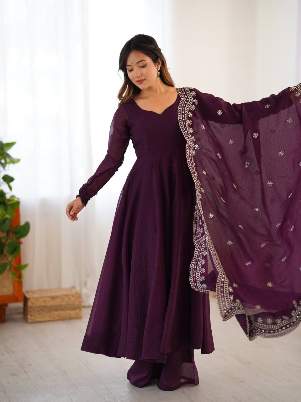 Launching New Real Modeling Heavy Designer Party Wear Look Gown-Dupatta in Heavy Embroidery Sequence Work