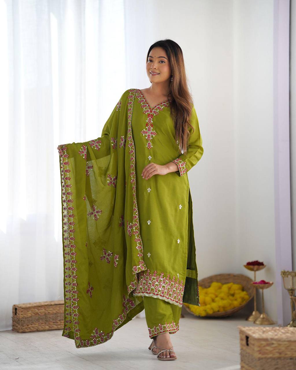 Presenting &nbsp;New Real Modeling Designer Party Wear Look Top-Bottom and Dupatta With Heavy Embroidery Work