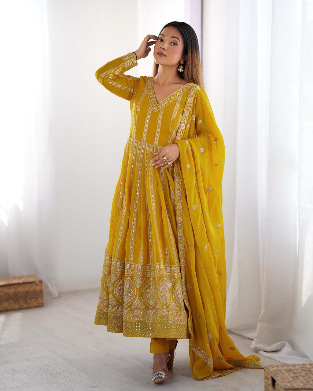 Embroidered Anarkali Suit with Dupatta