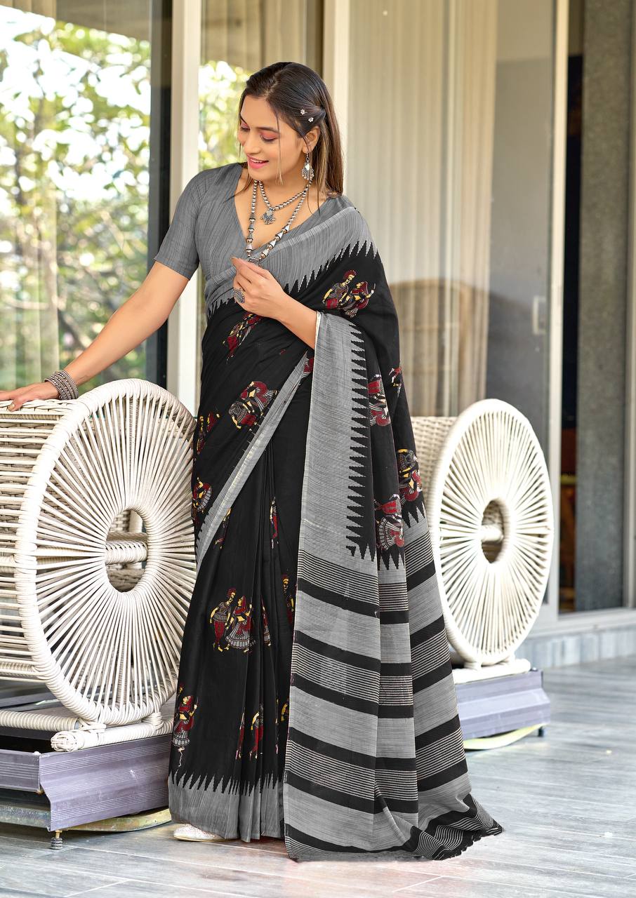 Premium Kalmkari Cotton Saree In Affordable Rate