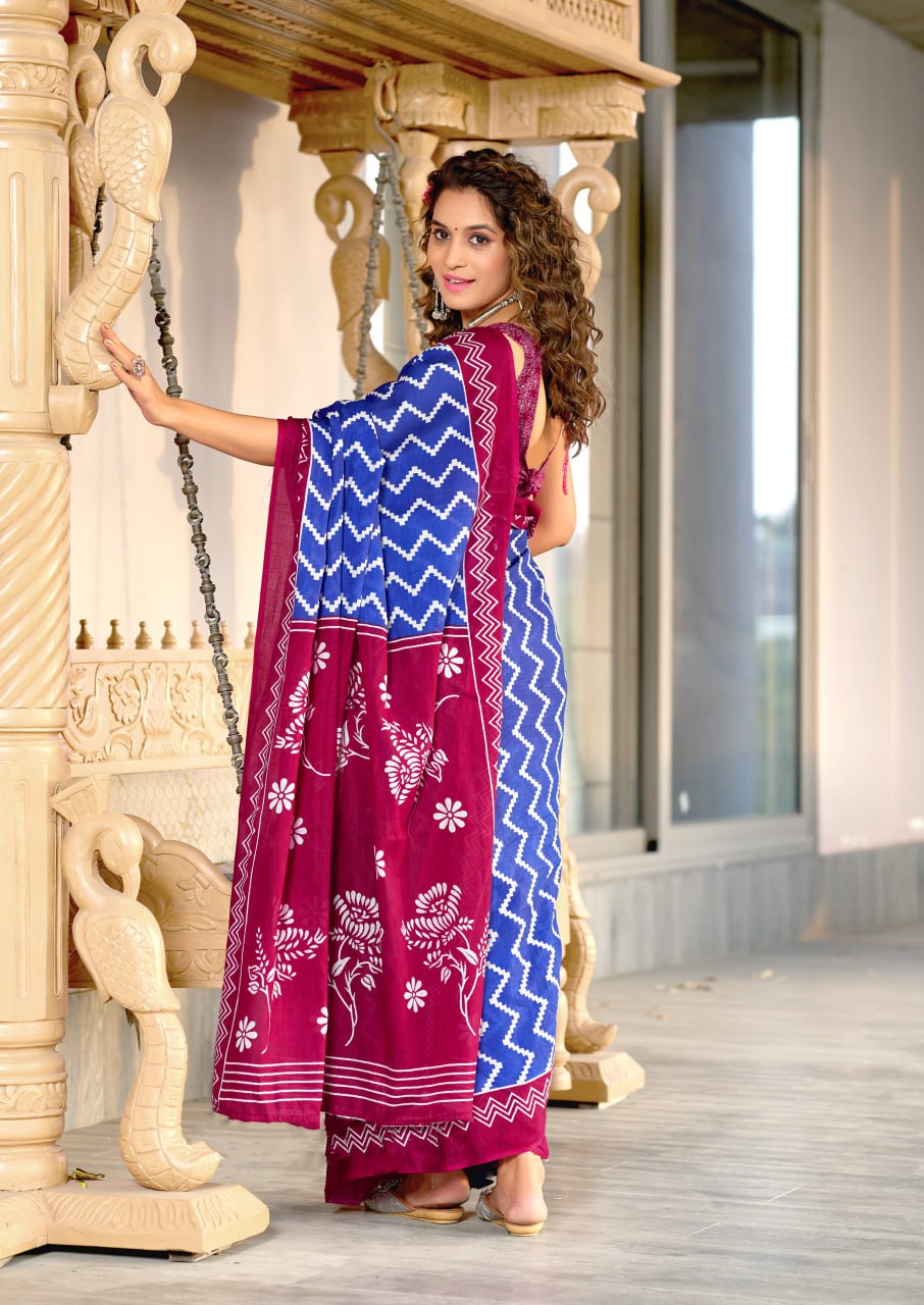HAND BLOCK PRINT MULMUL COTTON SAREES