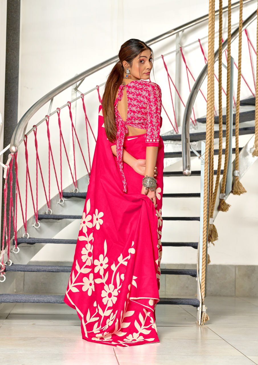 HAND BLOCK PRINT MULMUL COTTON SAREES
