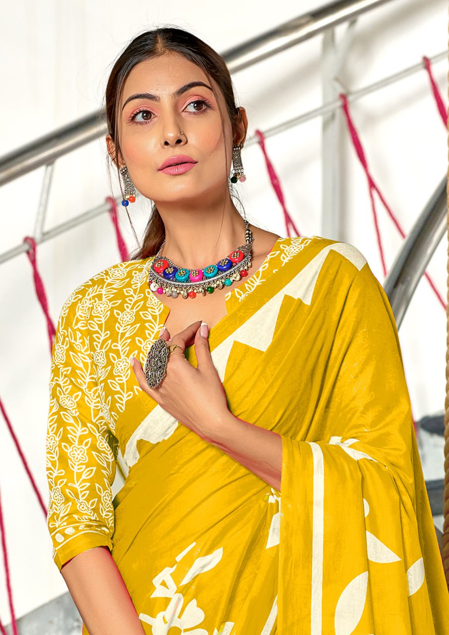 HAND BLOCK PRINT MULMUL COTTON SAREES