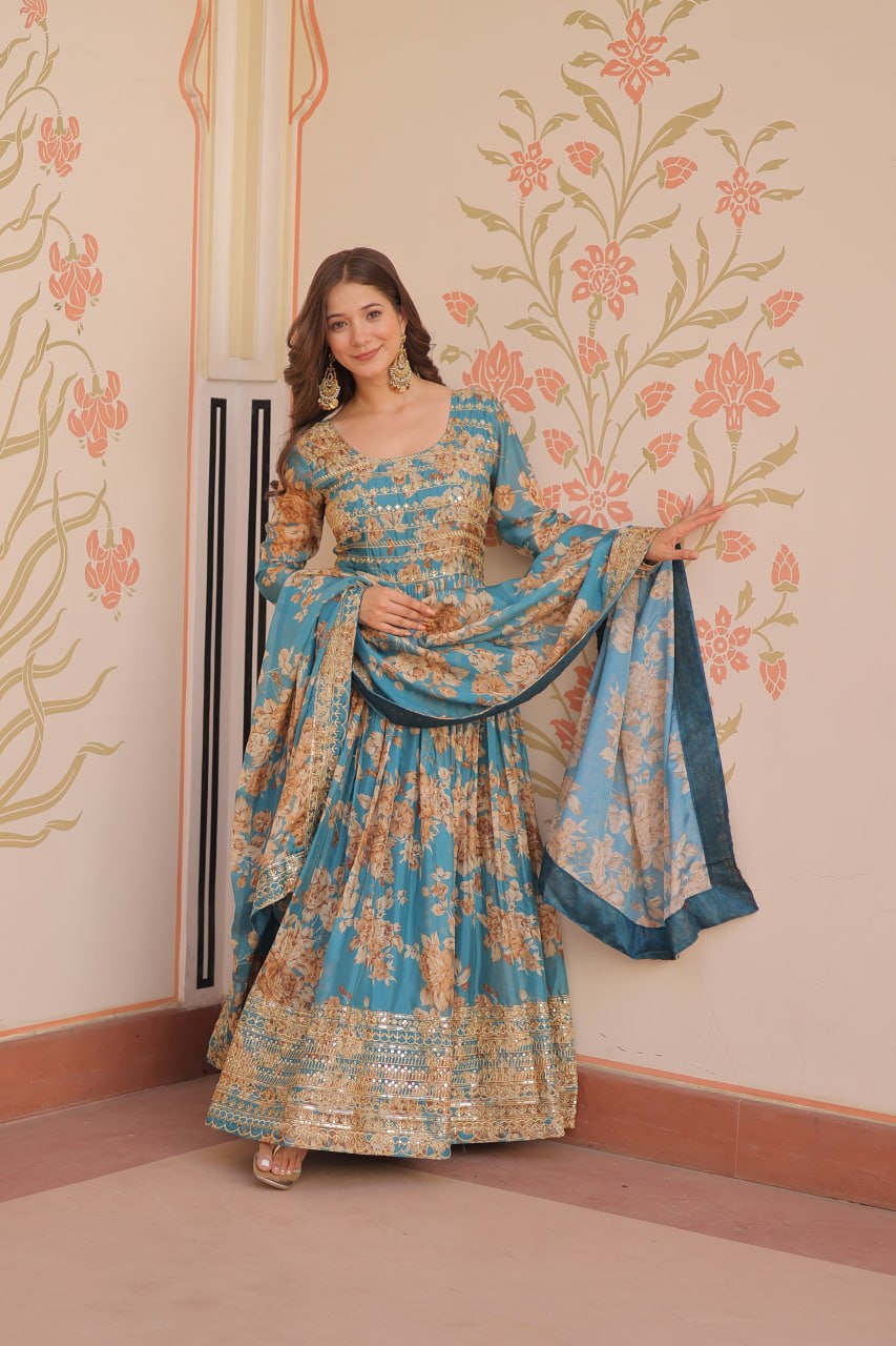 Premium Designer Readymade Gown-Dupatta Collections