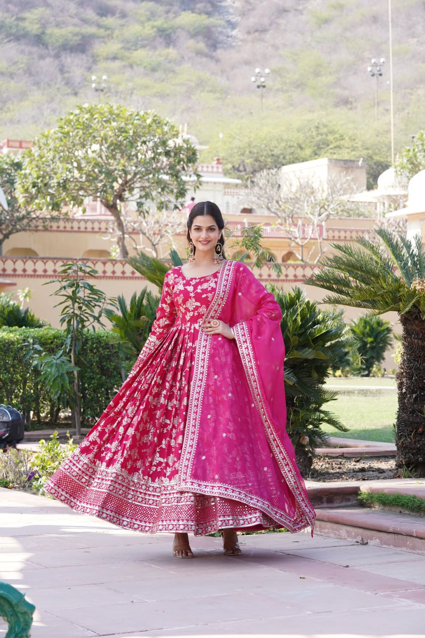 Pink Woven Viscose Kurta Set