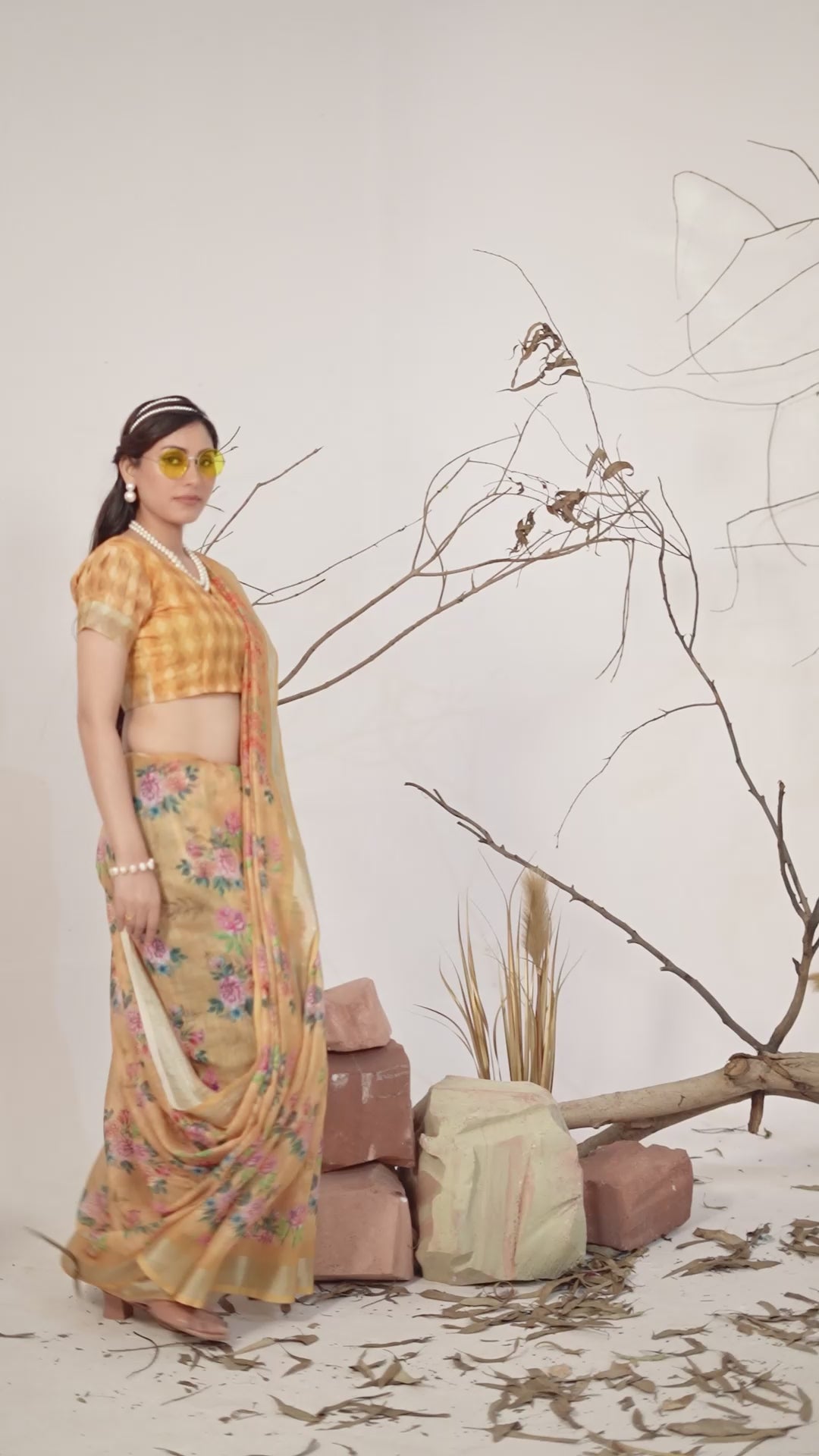 Premium Linen Cotton Saree Traditional Patola Style Print with Classic Contrast Border