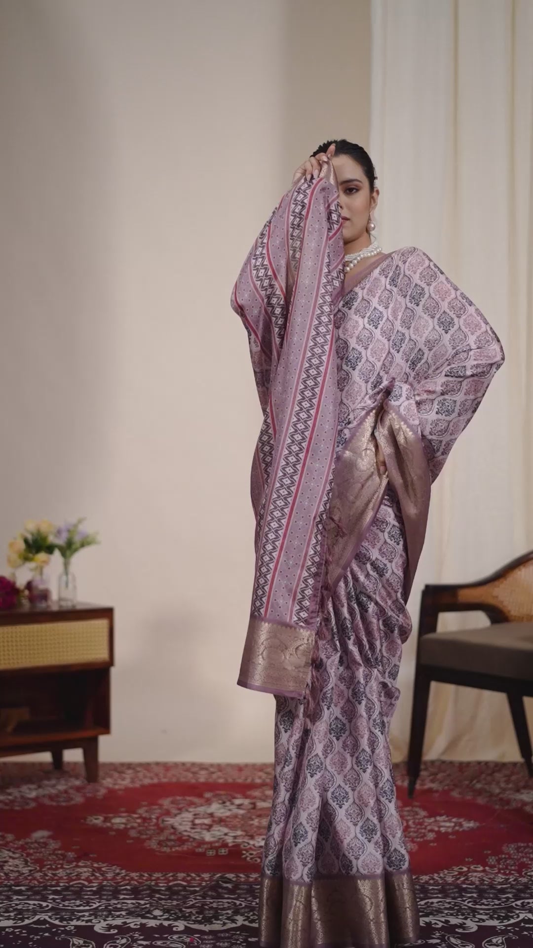 Elegant Soft Lichi Silk Saree beautifully crafted with intricate digital weaving patterns and a rich golden zari border