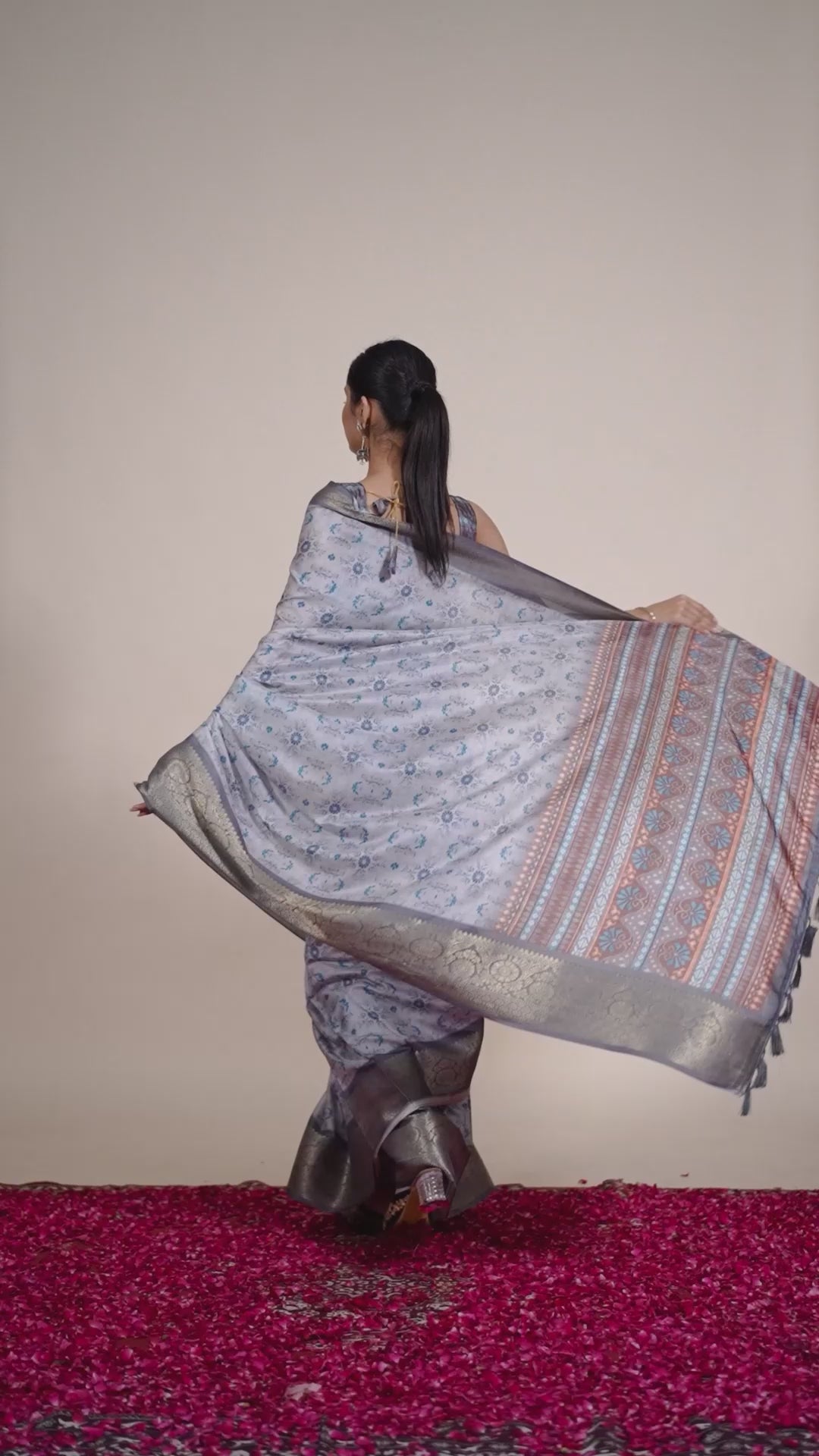 Premium Soft Lichi Silk Saree in Elegant Sea Green Shade, adorned with Artistic Abstract