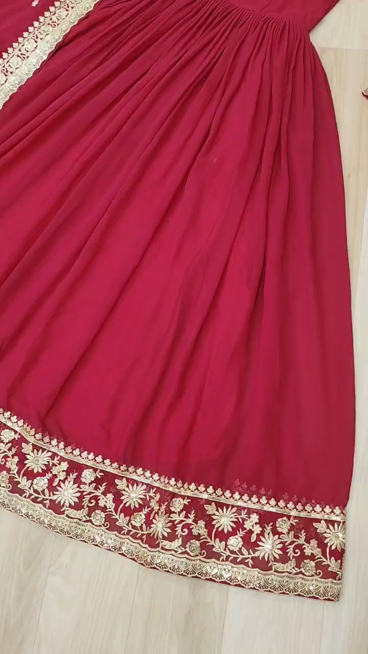 Heritage Embroidered Anarkali Gown with Zari and Sequin Detailing